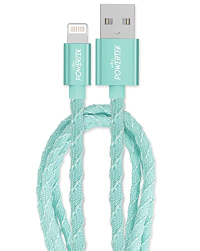 Liquipel Powertek Twizzler MFi Certified 6ft Lightning to USB Fast Charging Cable for Apple iPhone & iPad - Tangle-Free Design, Textured Green - Perfect for Home, Office & Travel Charging