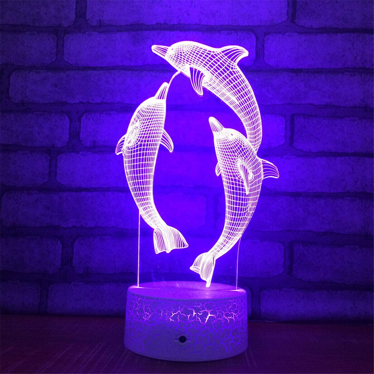 3D Dolphin Night Light LED Touch Table Lamp - 7 Color Changing Optical Illusion Lamp for Kids Room, Nursery, Birthday Gift, Christmas Decor, Home Desk Decor (Perfect for Bedtime, Parties & Gift Giving)