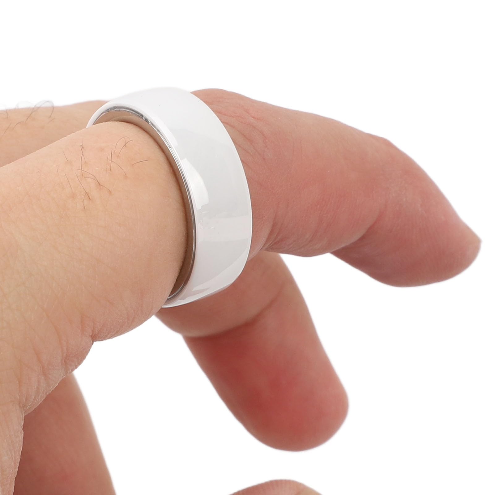 Smart Health Ring - Ceramic Fitness Tracker with Sleep & Temperature Monitoring, Step Counter, 23mAh Battery & Charging Case (White, Size 20) - Perfect for Daily Activity Tracking & Sleep Analysis