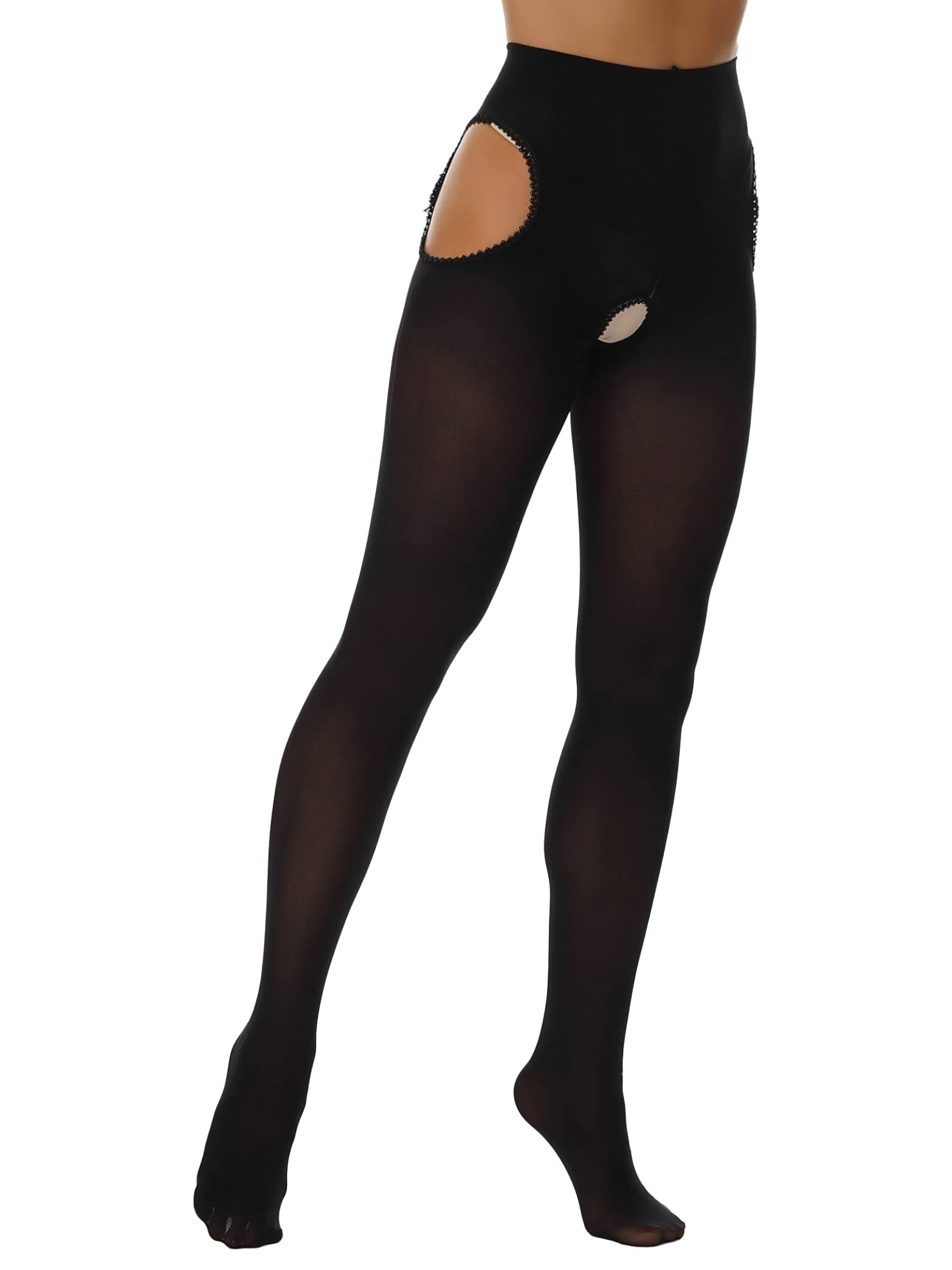 Sexy Hollow Out Thigh High Stockings - Black Cutout Pantyhose for Women, Perfect for Date Night & Lingerie