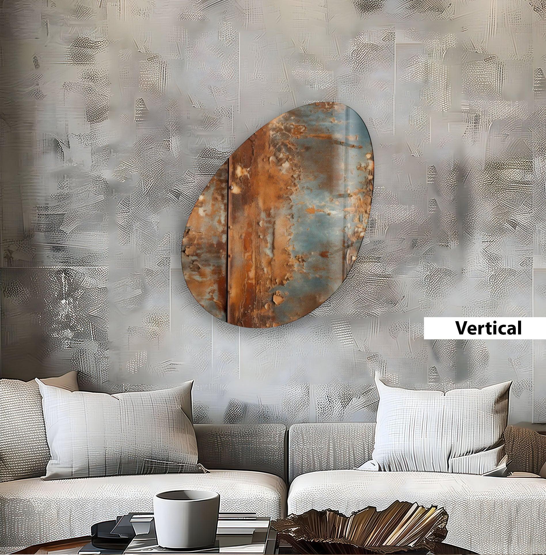 Abstract Grey & Brown Oval Glass Wall Art - Modern Home Decor for Living Room, Bedroom & Office - Elegant Handmade Glass Painting for Contemporary Interior Design