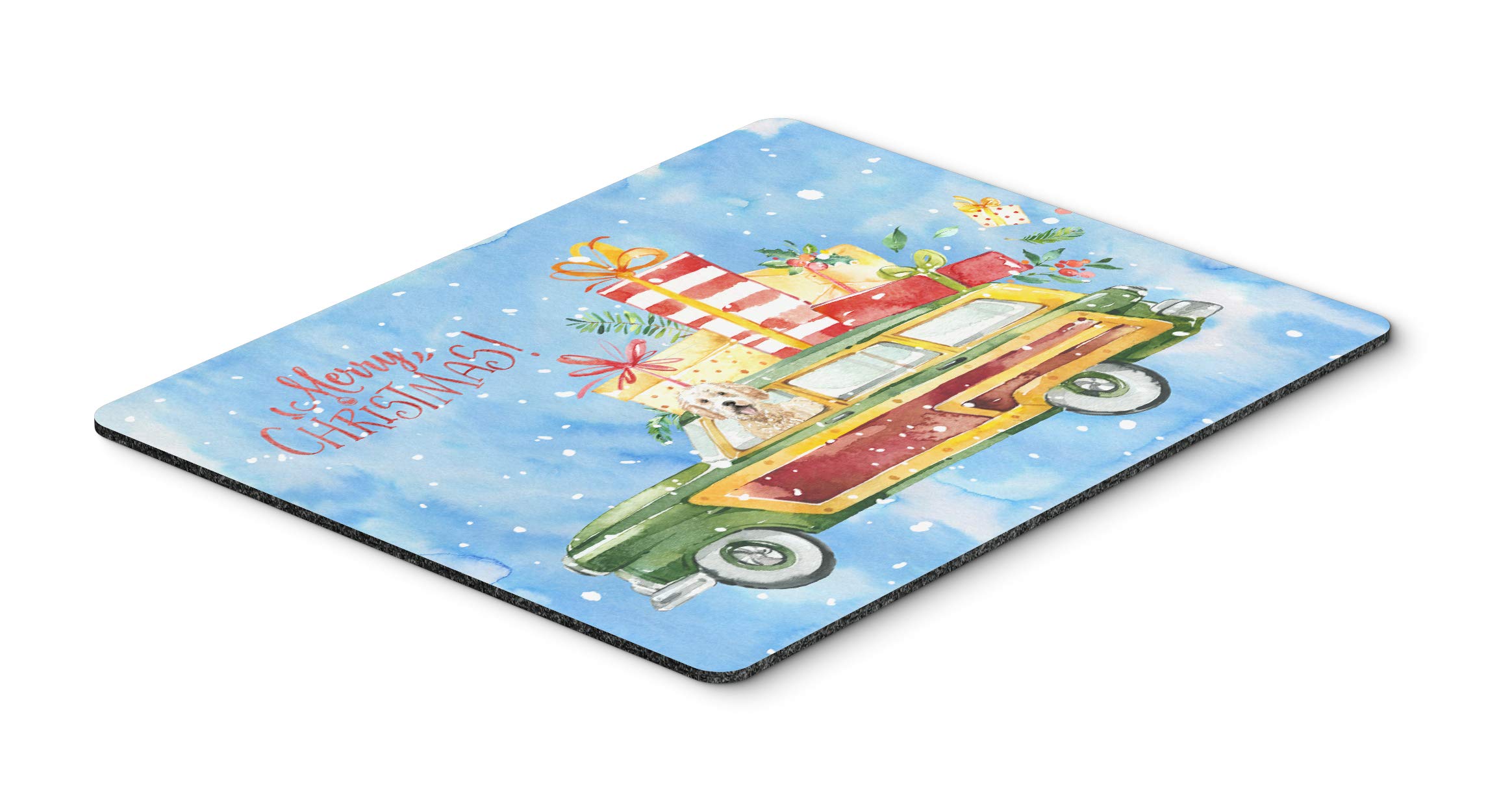 Merry Christmas Goldendoodle Mouse Pad - Large Washable Non-Slip Desk Mat for Home Office, Gaming & Computer Use | Holiday Decor & Gift Idea | Perfect for Christmas Workstations & Cozy Home Offices