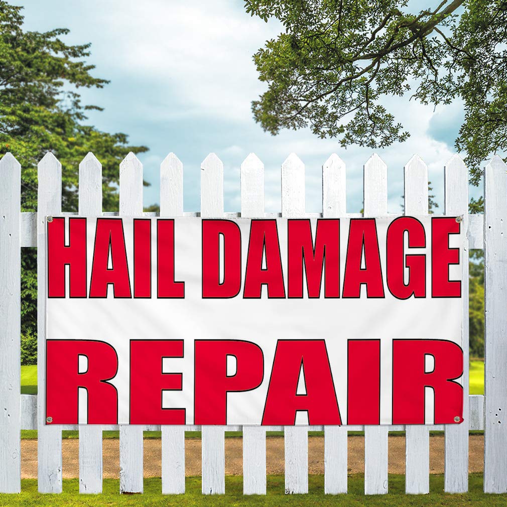 Durable 48x96 Inches Vinyl Banner with 8 Grommets - Weatherproof Outdoor Advertising Sign for Hail Damage Repair, Automotive, Industrial & Yard Use - Perfect for Events, Construction Sites and Business Promotion