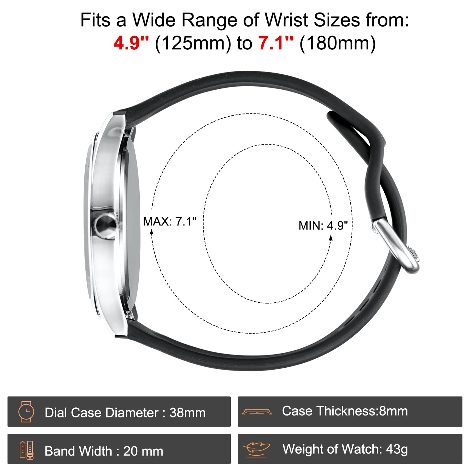 ManChDa Professional Nurse Watch - Analog Medical Watch with Second Hand, Easy to Read for Healthcare Workers - Perfect for Nurses, Doctors & Medical Students in Hospitals & Clinics