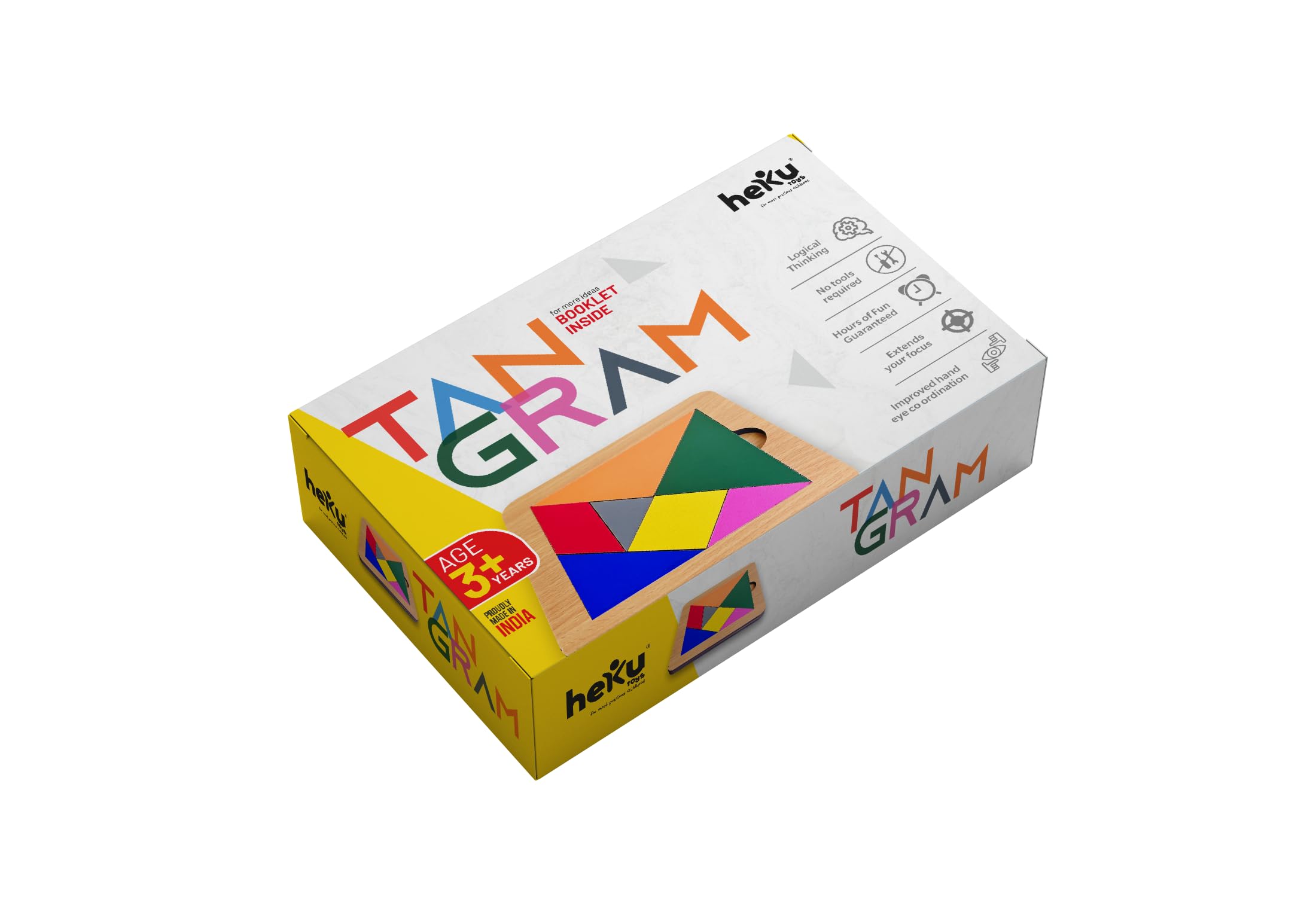 ZUDO TOYS Wooden Tangram Puzzle Set with 384 Patterns - Montessori STEM Educational Toy for Kids & Adults, Brain Teaser Logic Blocks for Classroom, Homeschool & Family Game Night