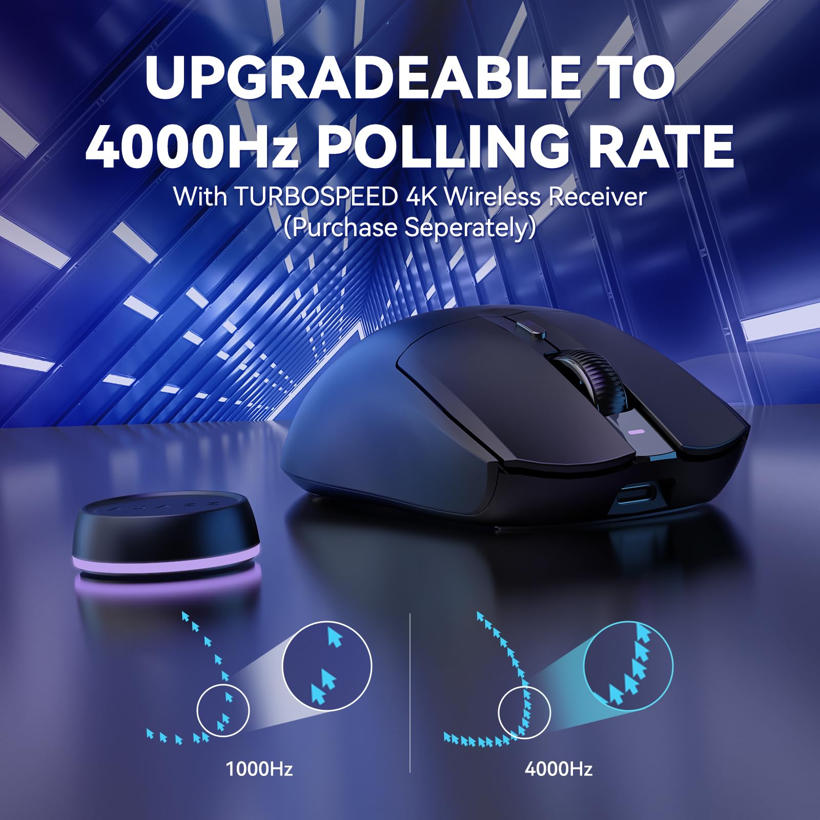ATTACK SHARK x AJAZZ 4K Wireless Dongle Receiver for AJ139PRO 4K Gaming Mouse - Enhanced Precision & Responsiveness - Black - Perfect for Competitive Gaming & Professional Work