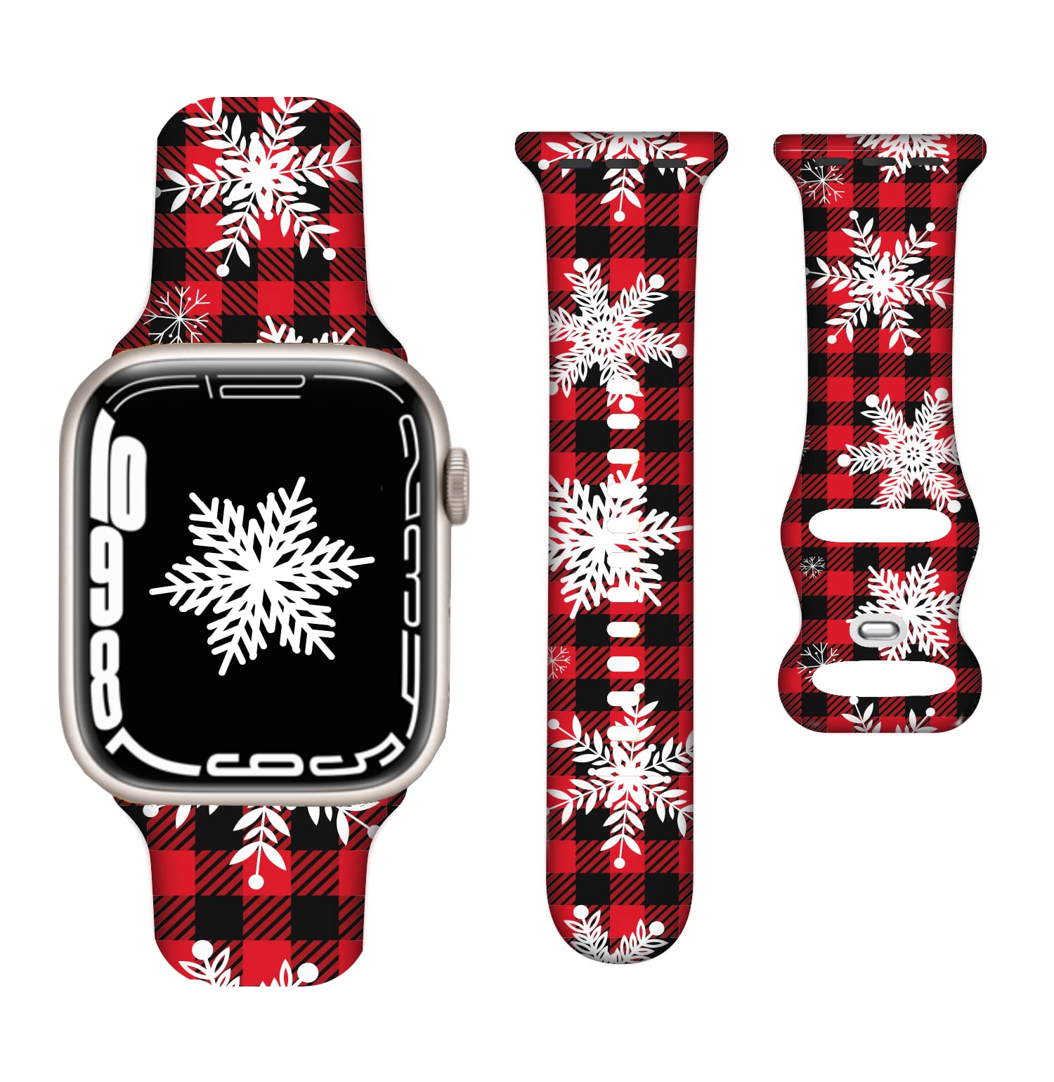 Christmas Holiday Sport Bands for Apple Watch 38mm 40mm 41mm - Durable Silicone Floral Design for Women & Men - Compatible with All iWatch Series - Perfect for Workouts, Running & Holiday Gifts