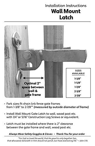 Flat Back Fork Gate Latch for 1-3/8