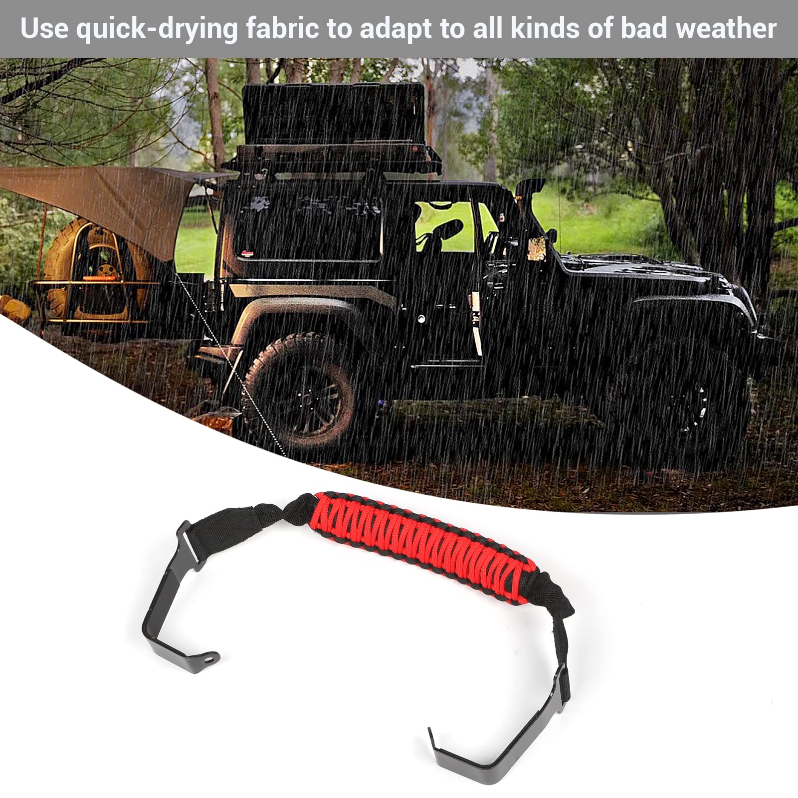 CheroCar Heavy Duty Steel Roll Bar Grab Handles for 2018-2021 Jeep Wrangler JL & 2020-2021 Jeep Gladiator JT - Red | Front & Rear Assist Handles for Off-Roading, Climbing & Safety Accessories