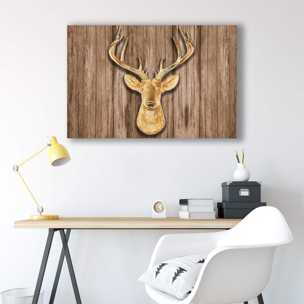 Wall26 Canvas Wall Art - Deer Animal Horn Giclee Painting, 24x36 Inches, Perfect for Bedroom, Living Room, and Home Decoration