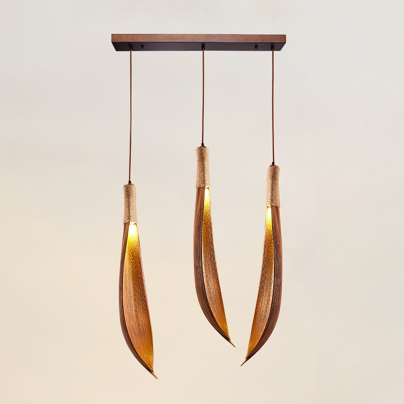 Handmade Cocoa Leaf Pendant Light - Natural Boho Hanging Lamp for Living Room, Bedroom & Dining Room Decor