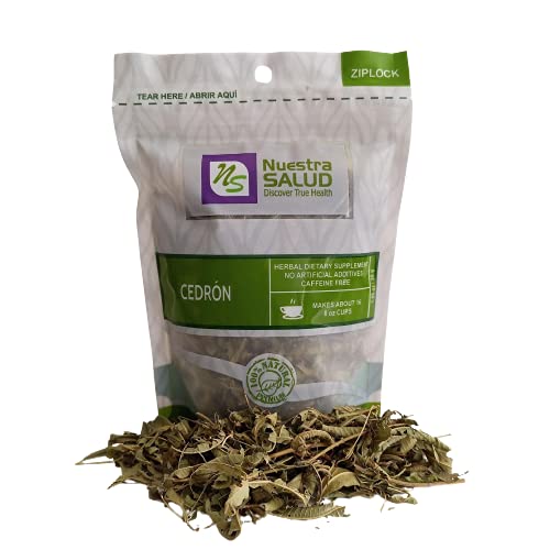 Nuestra Salud - 100% Natural Cedron (Lemon Verbena) Leaf Tea - Herbal Tea for Relaxation & Digestion - 30g / 1.052oz Resealable Zip-Lock Bag - Perfect for Stress Relief, After Meals & Evening Tea Time