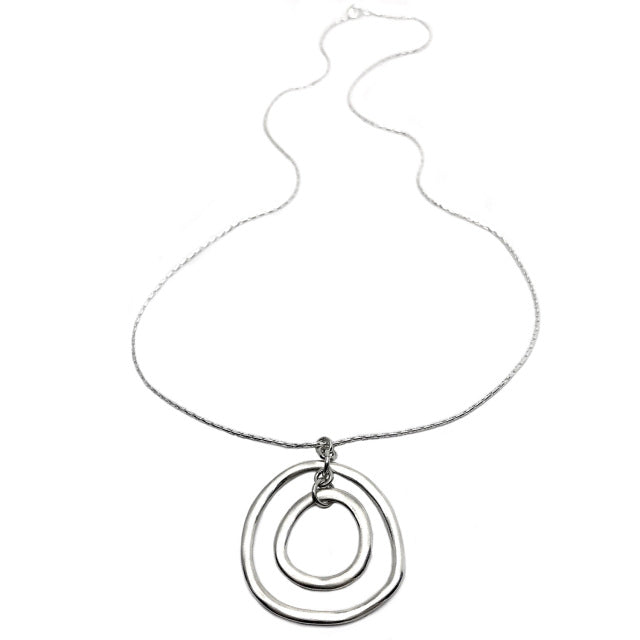 Elegant Double Circlet Pendant Necklace - 925 Sterling Silver Chain Jewelry for Women - Perfect for Date Nights & Special Occasions