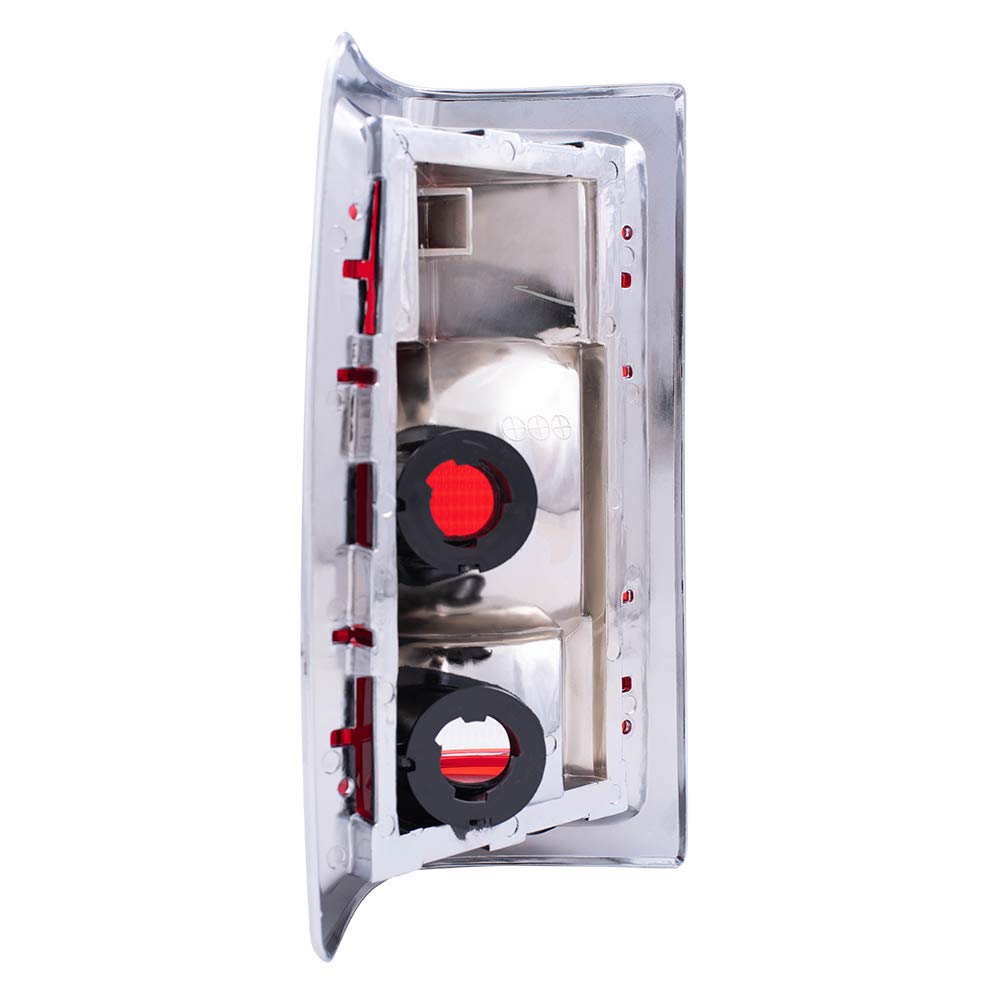 Brock Replacement Taillight Set - Driver & Passenger Side with Chrome Trim & Housing - Compatible with 1981-1993 Pickup Charger (Part# 4163151, 4163150) - Perfect for Restoration & Classic Truck Upgrades