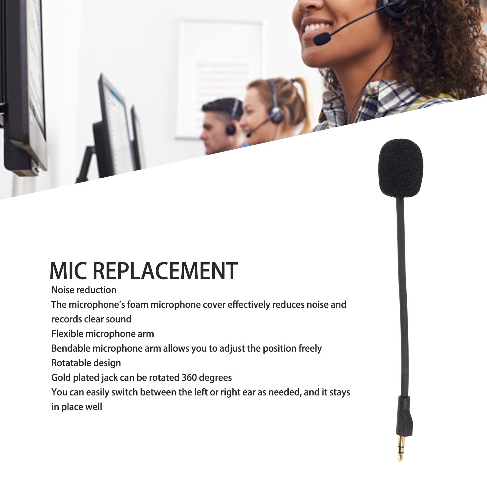 Replacement Game Microphone for Logitech G Pro & G Pro X - 3.5mm Rotatable Boom Mic with Noise Reduction, Gold-Plated Plug & Flexible Detachable Design - Perfect for Gaming, Streaming & Voice Chat