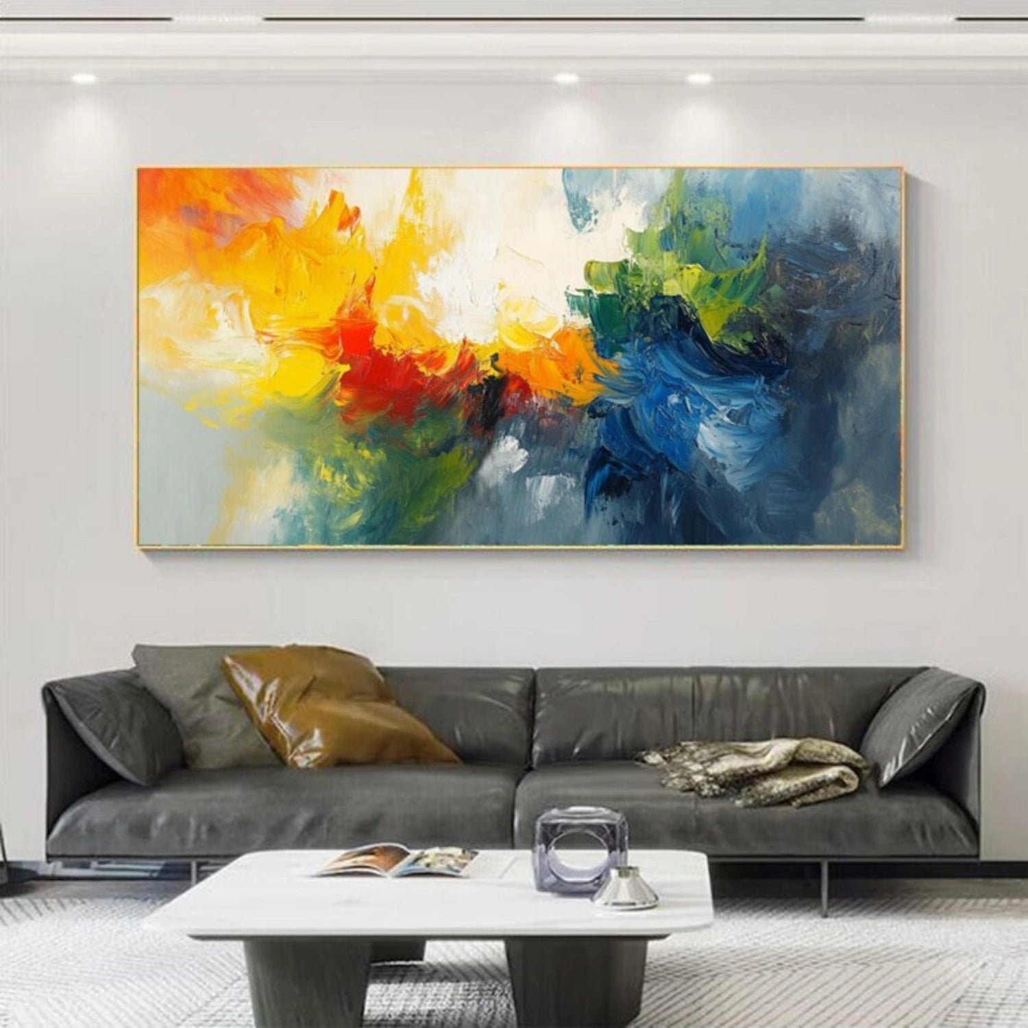 Abstract Painting #AB 315 - Modern Wall Art for Living Room, Bedroom & Office Decor - Handmade Canvas Artwork for Home & Office Interior Design