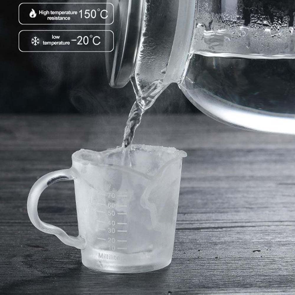 Heat-Resistant Glass Measuring Cup with Scale - 16oz Double Spout Coffee & Milk Jigger for Barista, Baking & Cocktail Mixing - Perfect for Kitchen, Home Brewing & Professional Use