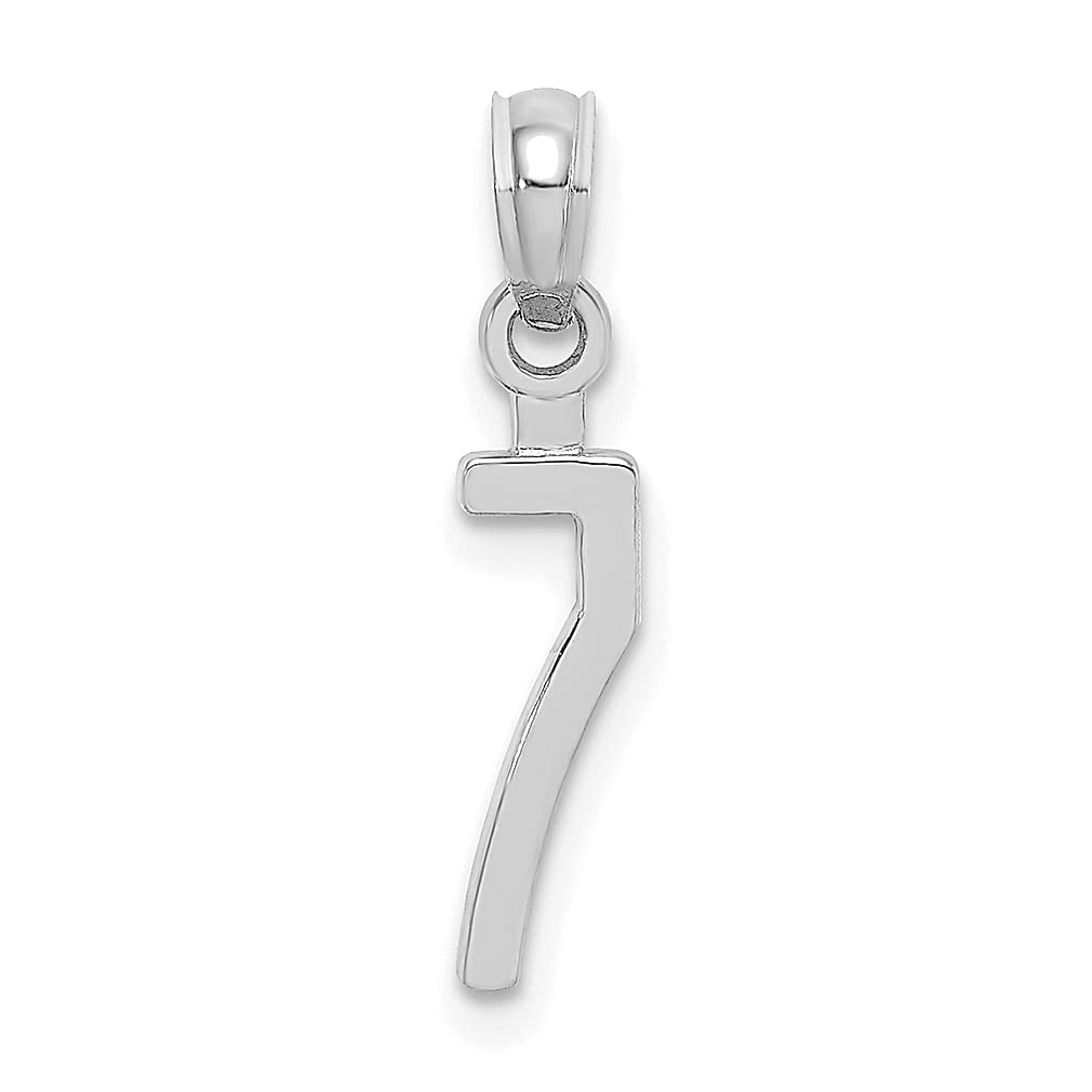 10K White Gold Number 7 Block Charm Necklace Pendant - Dainty Fine Jewelry for Women - Perfect Birthday Gift, Graduation Present & Everyday Wear - Elegant Layering Piece for Special Occasions