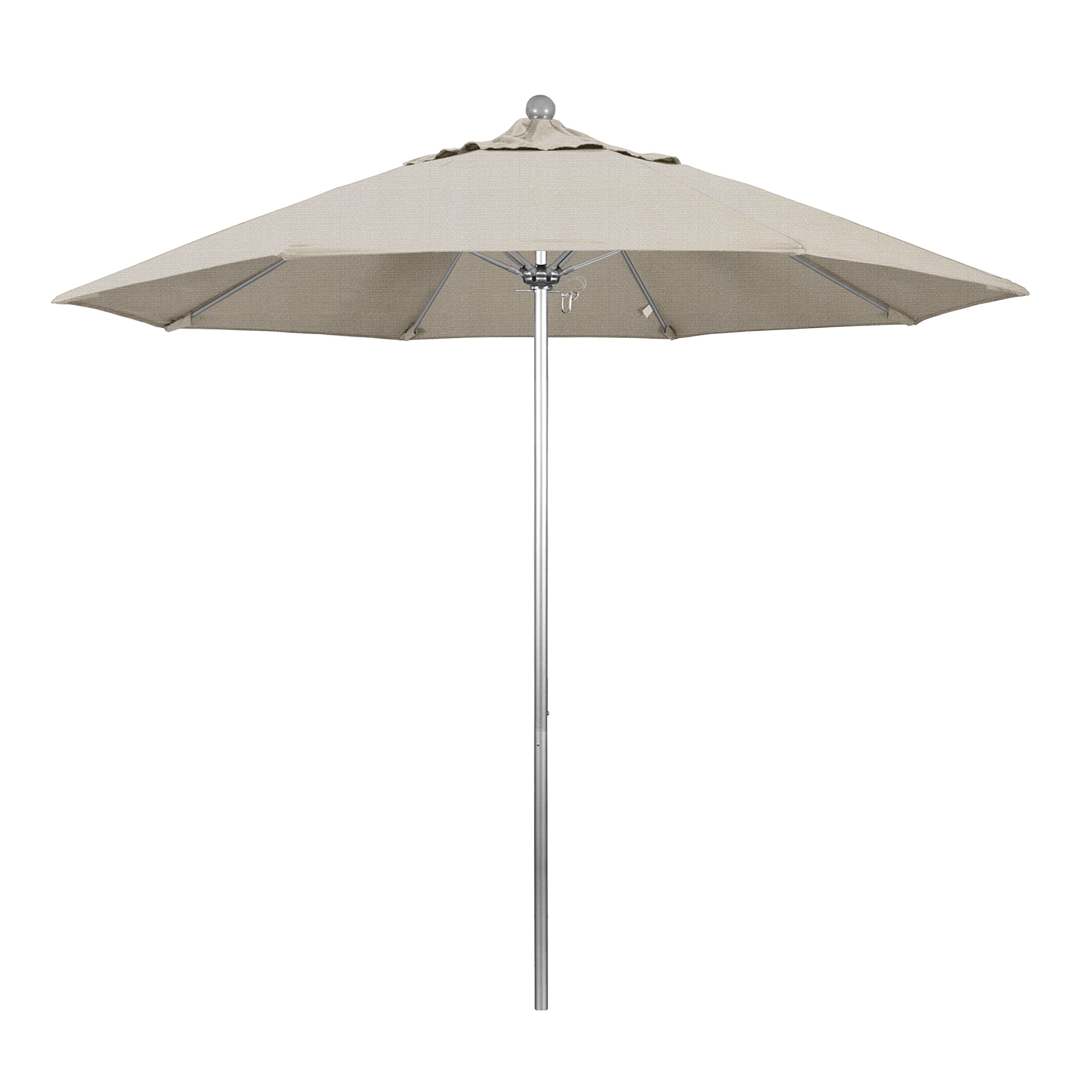 California Umbrella 9' Round Outdoor Patio Umbrella - Aluminum & Fiberglass Frame, Push Button Open, Silver Pole with Durable Olefin Fabric - Perfect for Poolside, Backyard, and Garden Relaxation