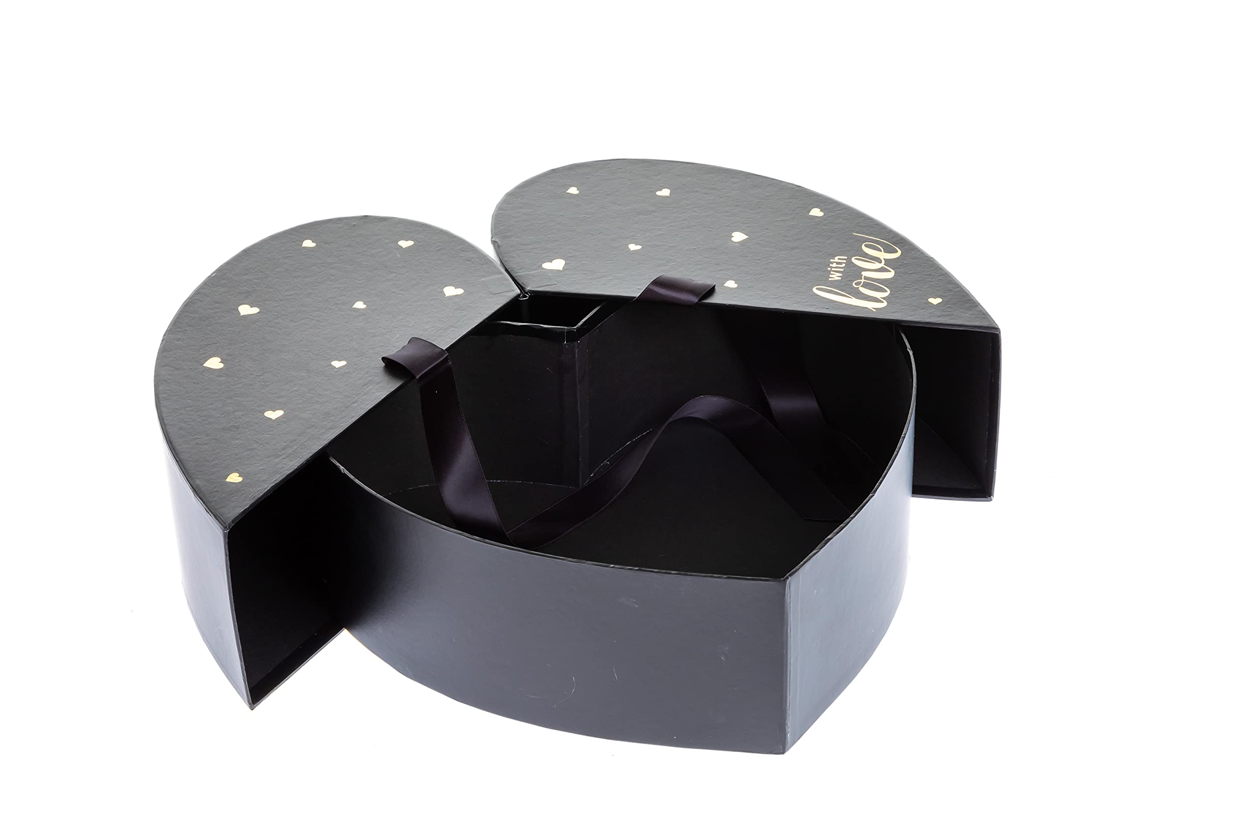 Heart-Shaped Flower Gift Boxes | Elegant Decorative Packaging for Weddings, Birthdays & Special Events | Perfect for Bouquets, Jewelry & Small Gifts (Black, W6878)