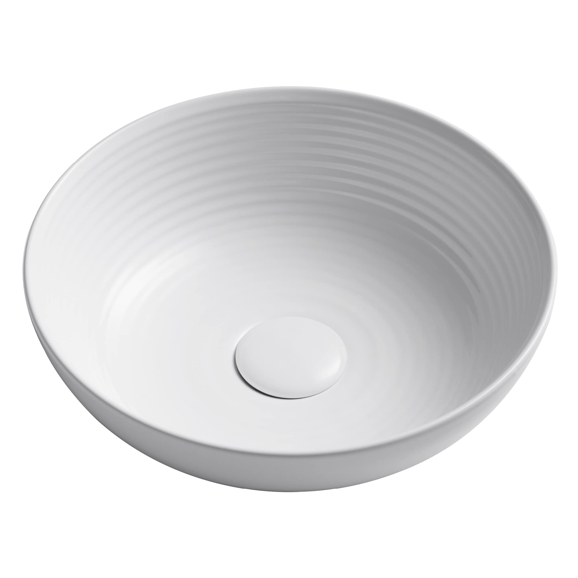 KRAUS Viva™ Round White Porcelain Ceramic Vessel Bathroom Sink - 13 Inch Diameter x 4.38 Inch Height (KCV-204GWH) | Modern Vanity Sink for Bathroom Remodel & Powder Room Upgrade