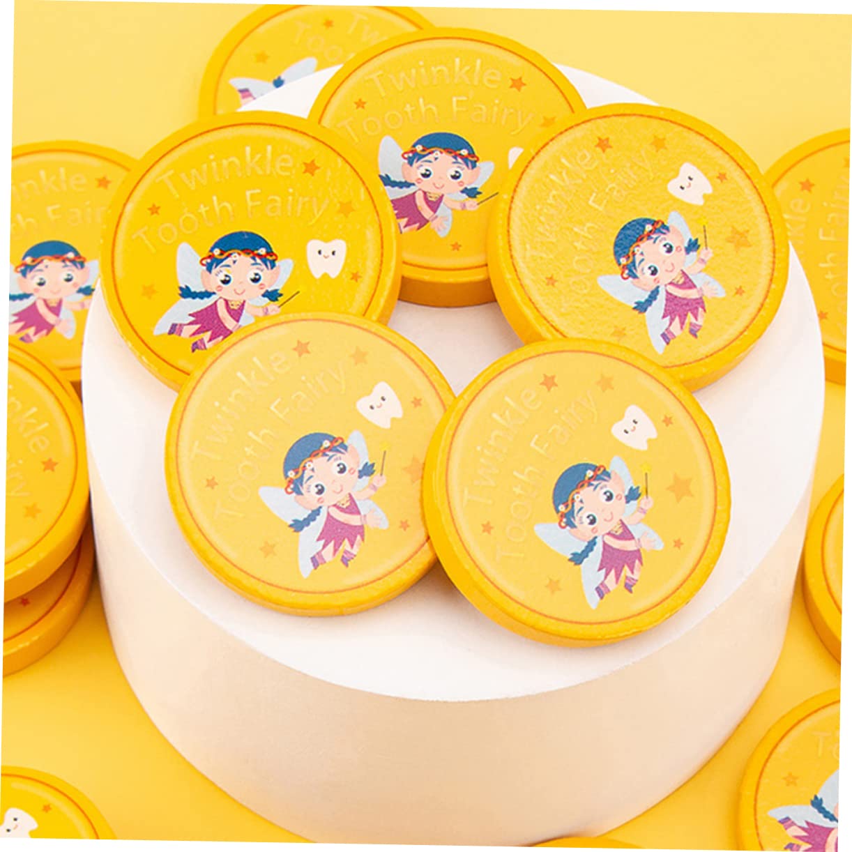 20pcs Wooden Tooth Fairy Medals - Golden Lost Teeth Reward for Kids - Perfect for Tooth Fairy Gifts, First Tooth Keepsake & Children's Dental Milestones