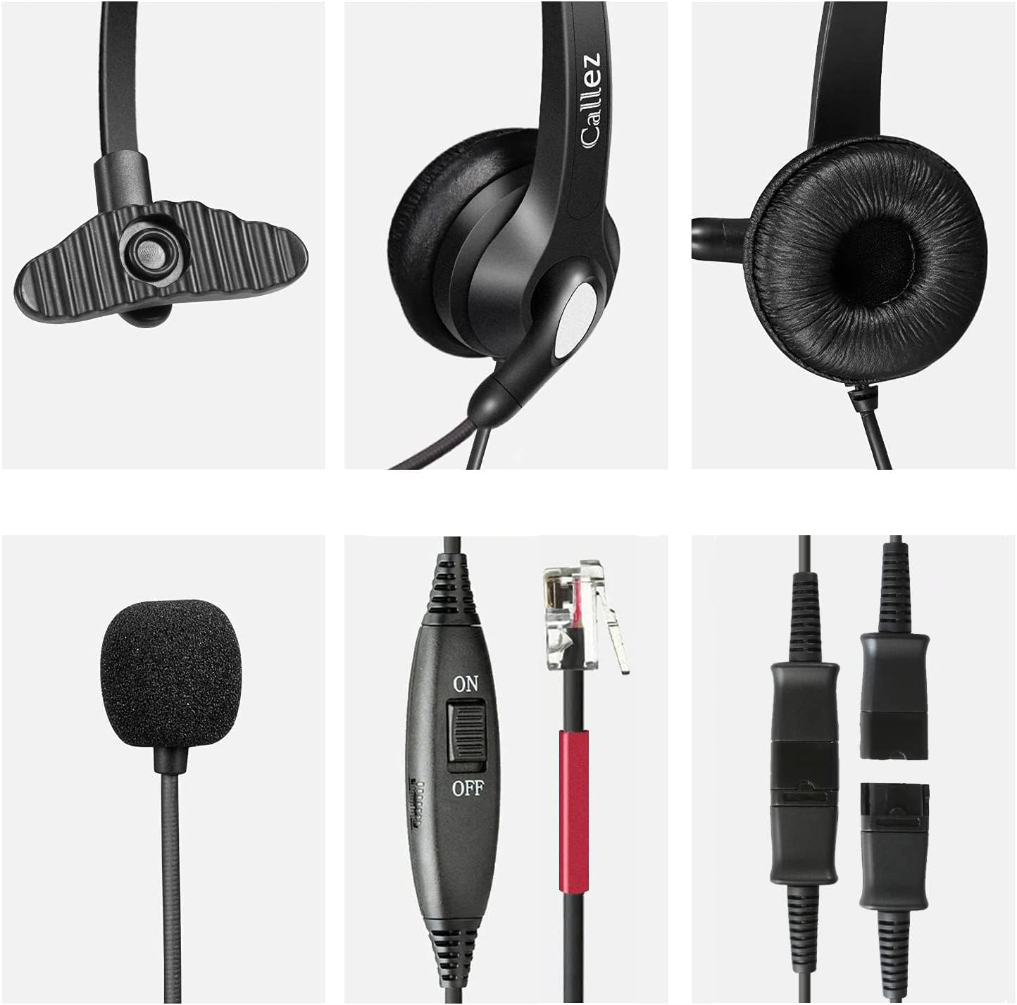 Noise Cancelling Landline Phone Headset with Mic & Quick Disconnect - RJ9 Mono Telephone Headset Compatible with Yealink T55A/T48S/T27G, Grandstream GXP1620/1630, Avaya 1608/9608 - Perfect for Call Centers & Office Communication