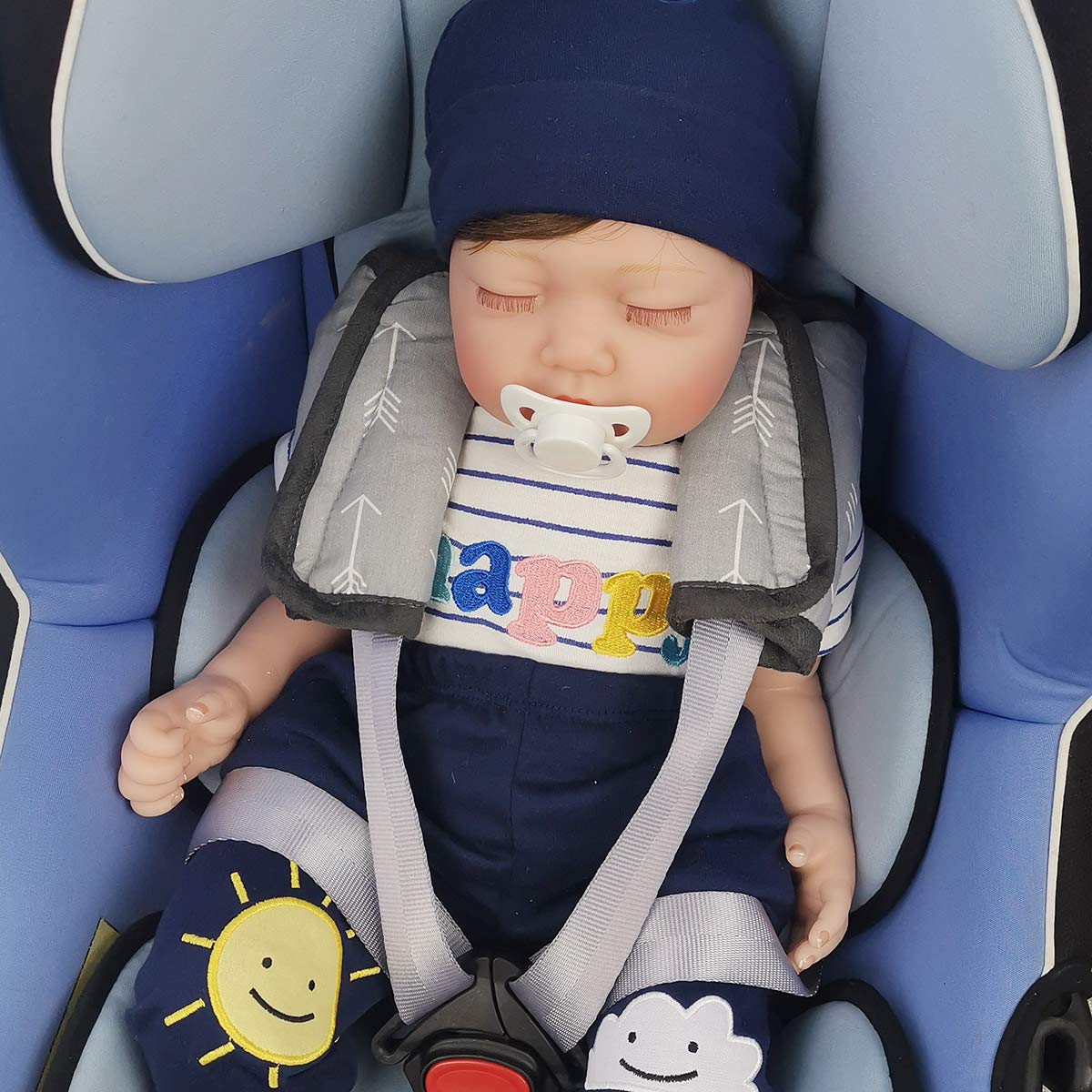 Baby Car Seat Strap Pads - Soft Cotton Shoulder Belt Covers for Kids & Toddlers (Arrow Pattern) - Anti-Slip Neck Protection for Strollers, Carriers & Pushchairs - Perfect for Travel, Shopping & Daily Commutes