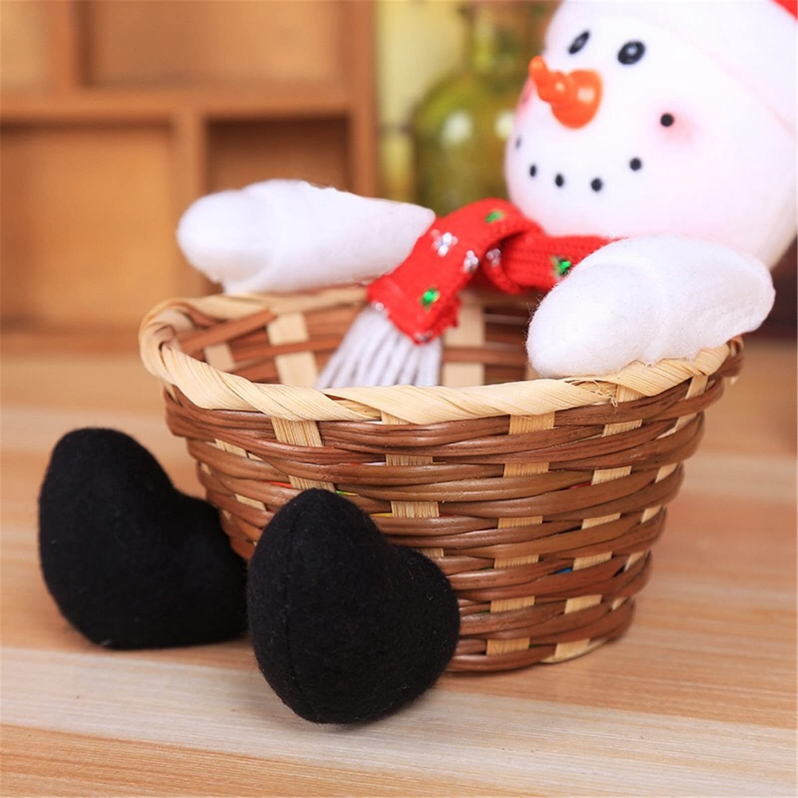 Handmade Christmas Santa Claus Candy Basket - Xmas Table Decor, Snowman Candy Holder (5.91 x 7.87 Inch) - Perfect for Holiday Parties, Gift Exchange & Festive Home Decor