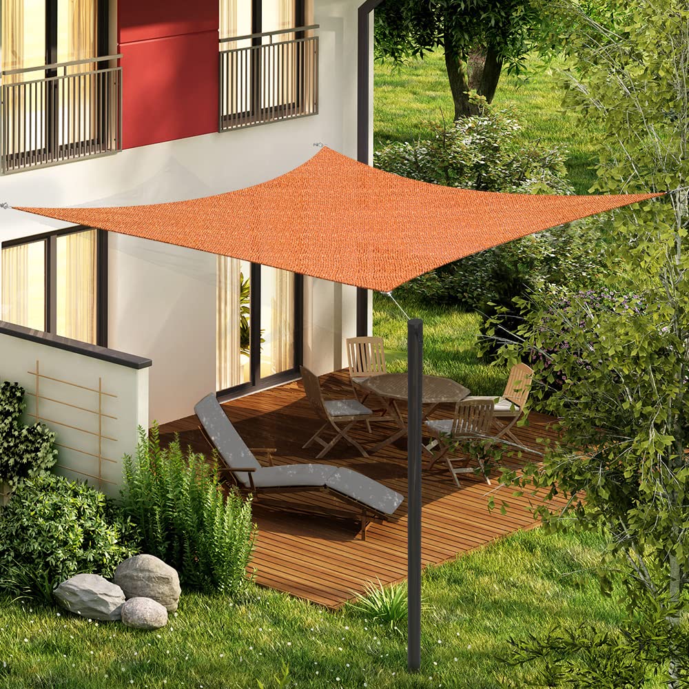 Jarolift Square Sun Shade Sail - Breathable UV Protection & Privacy Screen for Patio, Garden, Balcony - 360 x 360 cm HDPE Fabric in Orange - Perfect for Outdoor Relaxation & Sun Protection