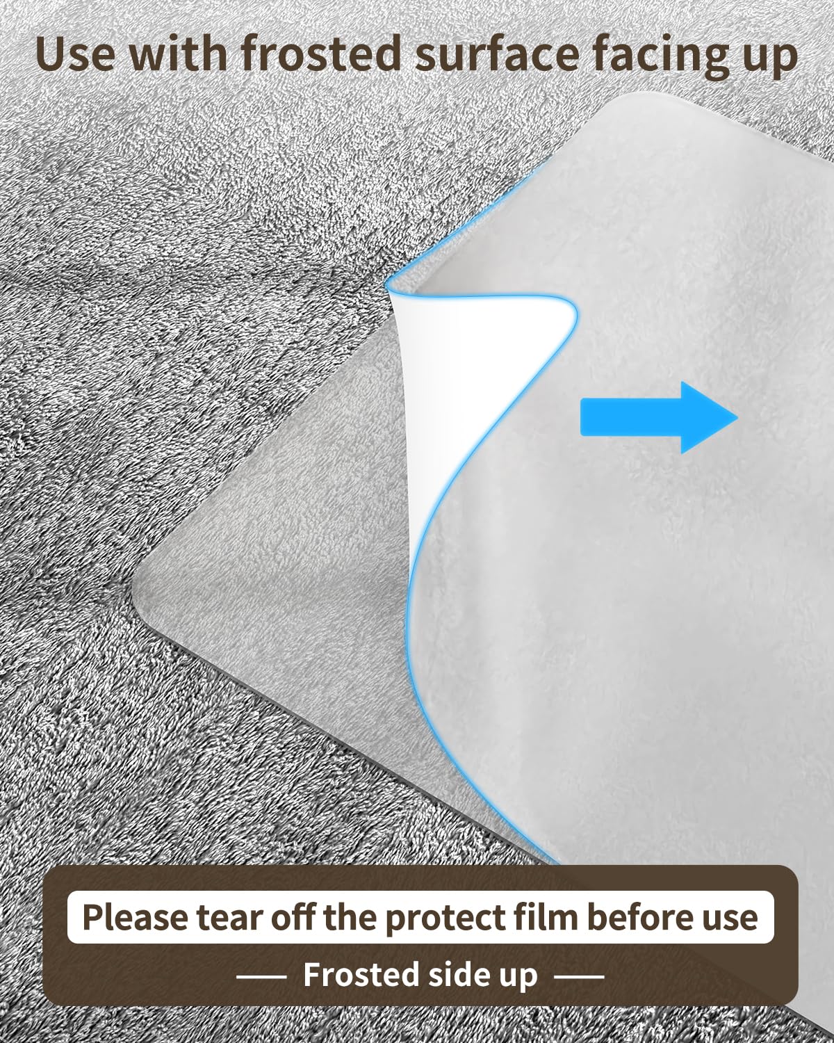 Blvornl Frosted Clear Chair Mat for High Pile Carpet & Hardwood Floors - 34.6