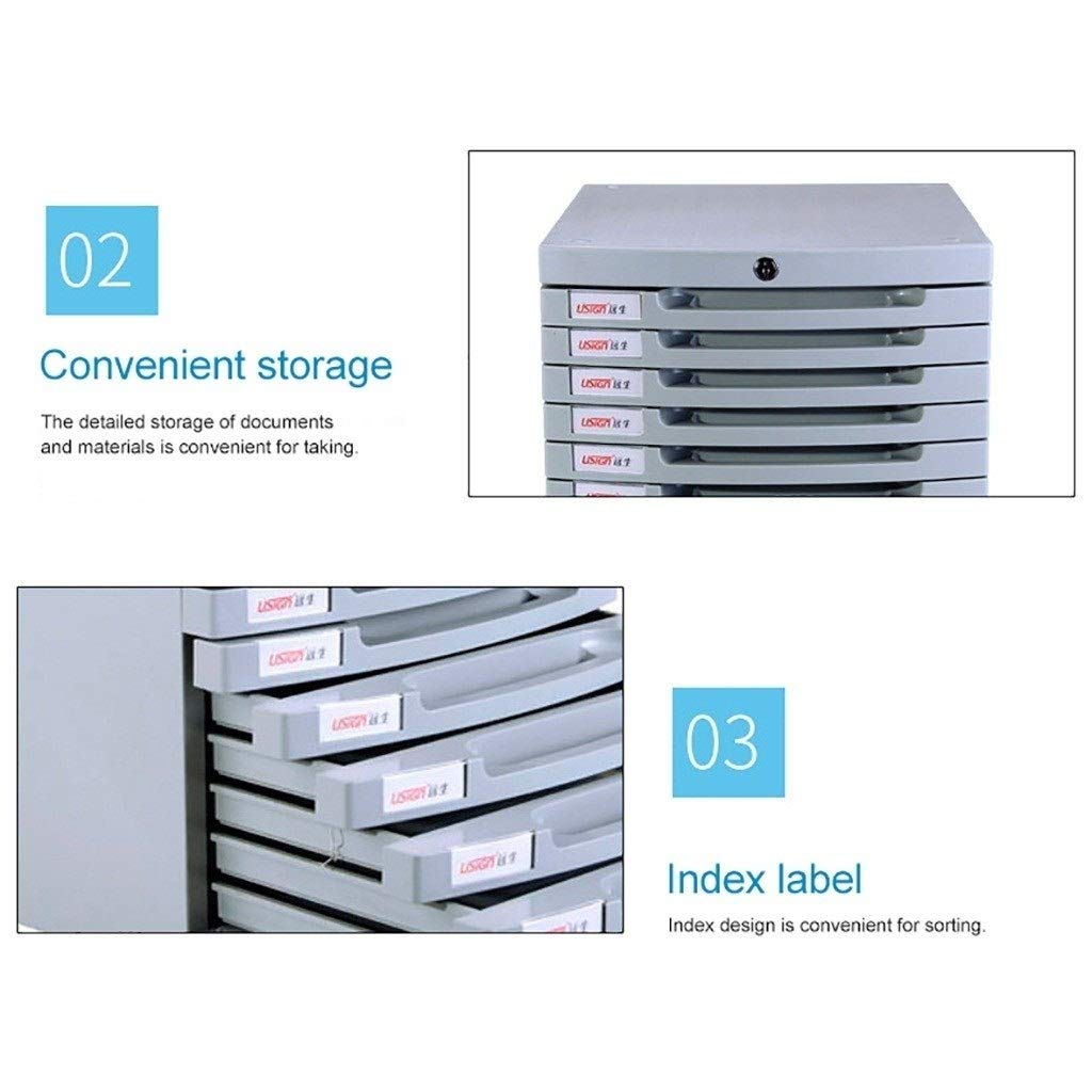 10-Layer Flat File Cabinet with Lock & Blank Labels - Office Storage Organizer for Documents, Files & Supplies - Perfect for Home Office, Classroom & Workspace Organization (Grey)