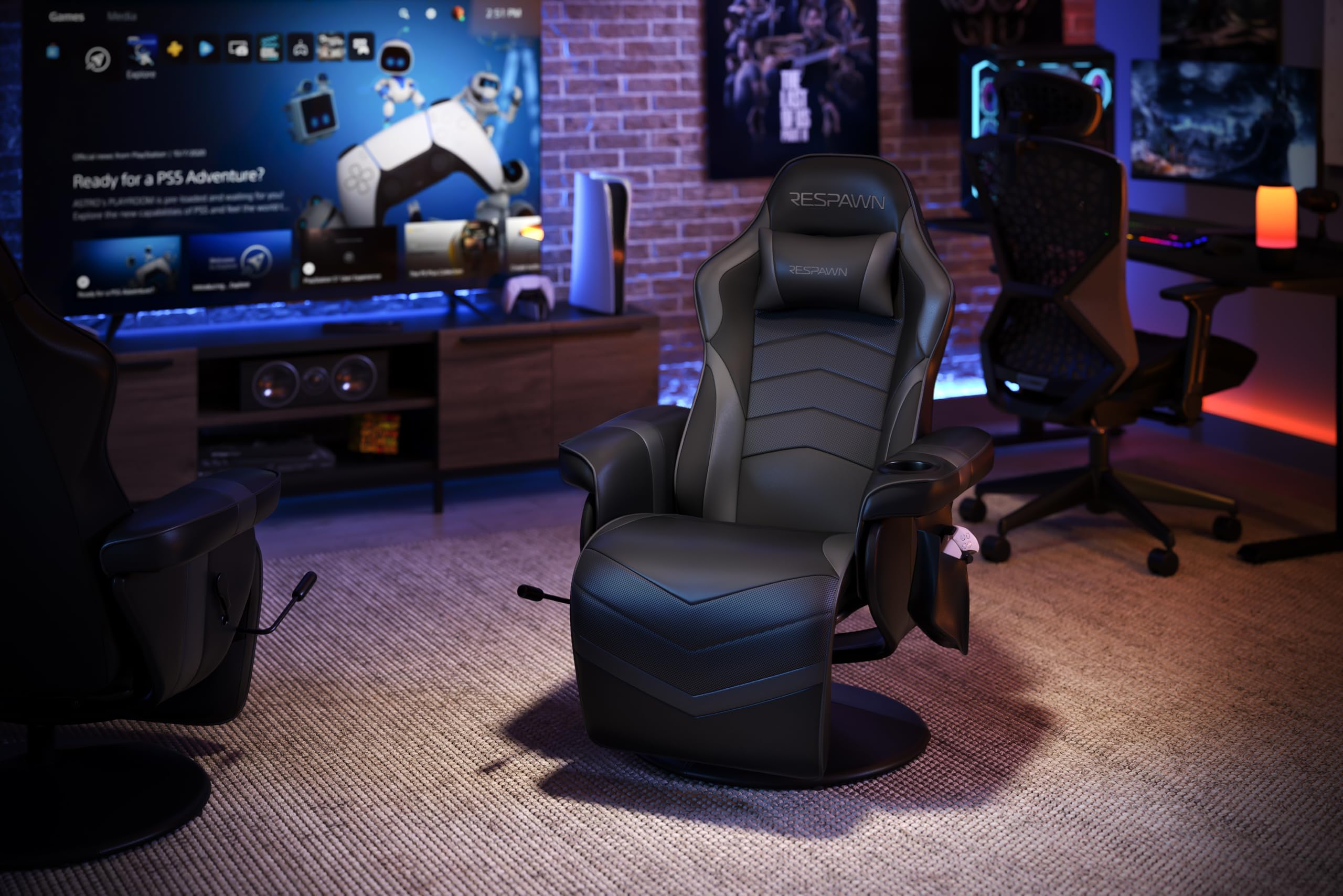 RESPAWN 900 Racing Style Gaming Recliner Chair - Gray Ergonomic Video Game Chair with Footrest for PC, Console & Home Theater Gaming Comfort