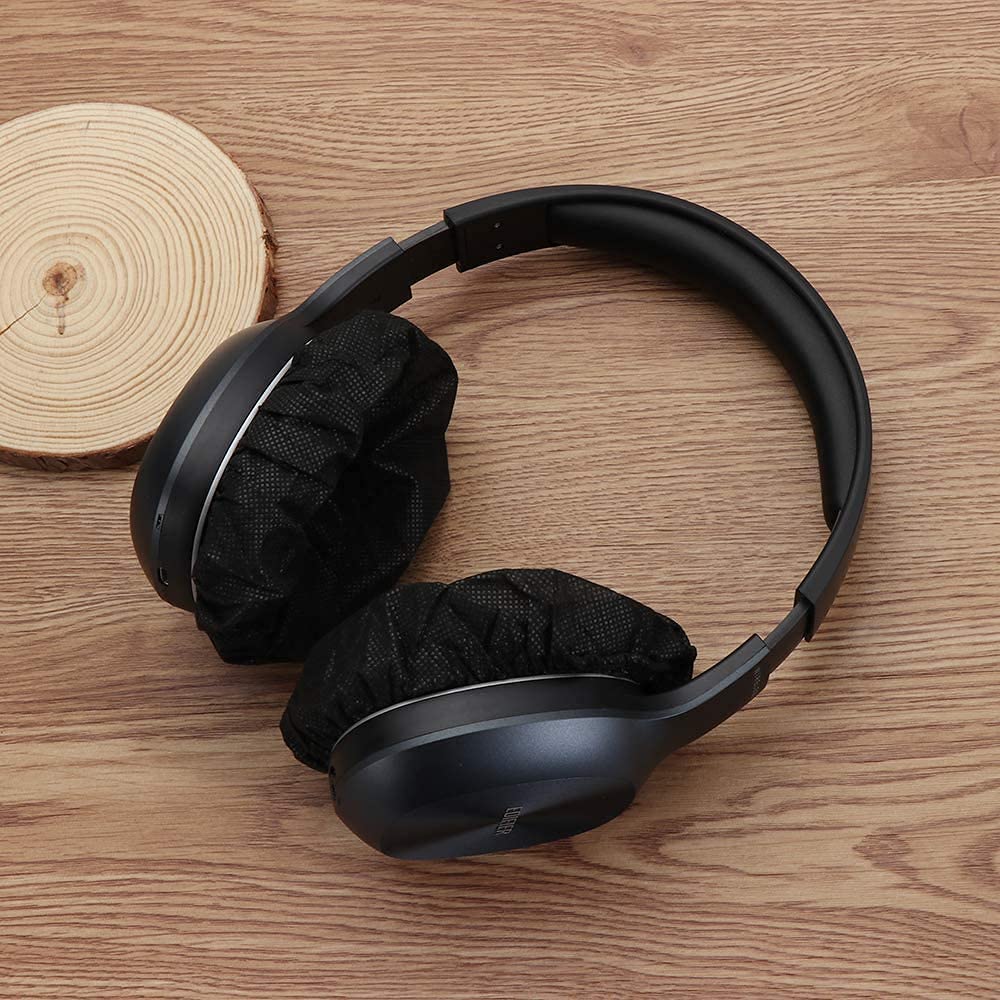 100-Piece Non-Woven Stretchable Earbud Covers & Ear Pad Protectors - Universal Fit for Most Earphones & Gaming Headsets (Black) - Hygienic Protection for Workouts, Travel & Daily Use