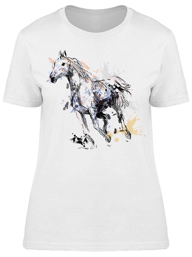 Hand Drawn Colorful Horse Graphic T-Shirt for Women - Casual Fashion Tee for Everyday Wear, Outings & Gift Giving