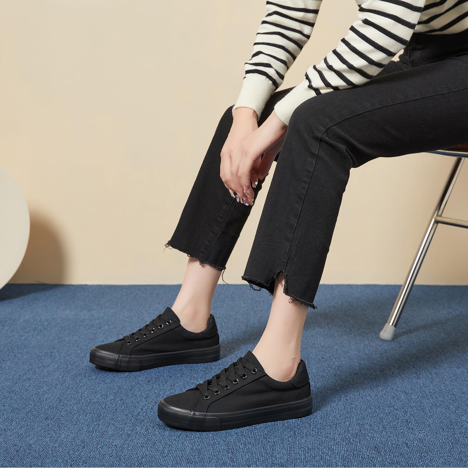 Witwatia Women's White Canvas Sneakers - Comfortable Lace-Up Low Top Walking Shoes for Women | Perfect for Casual Outfits, Workouts & Everyday Wear