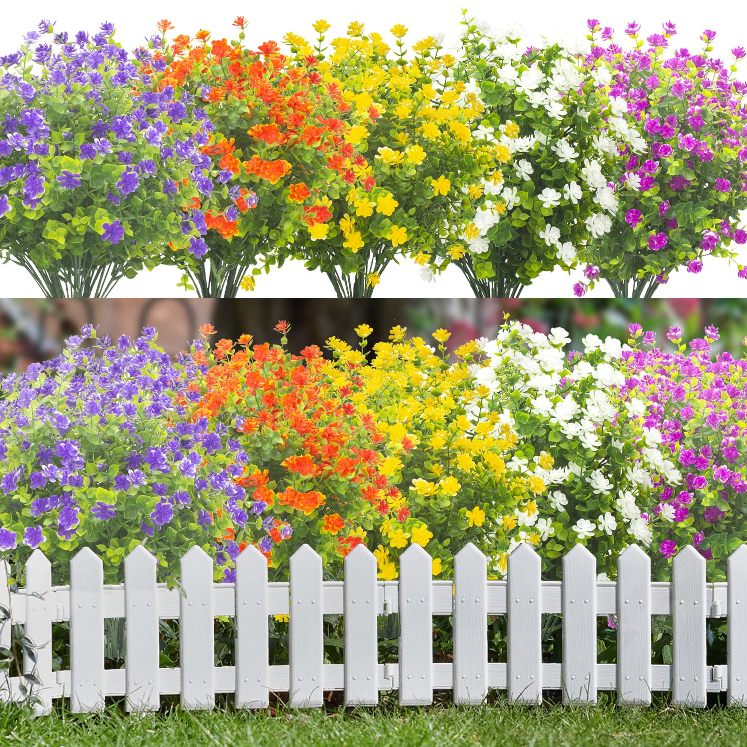 20 Pack UV Resistant Artificial Boxwood Plants - Fake Outdoor Greenery for Hanging Baskets, Window Boxes, Porch & Garden Decor - Durable Plastic Faux Flowers for All-Weather Home & Commercial Landscaping