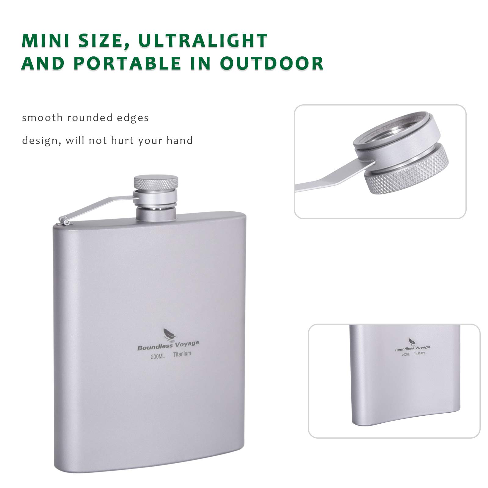 Premium Titanium Ultra-Light Hip Flask with Funnel - Portable Camping Whiskey Bottle for Outdoor Adventures, Picnics & Travel Accessories