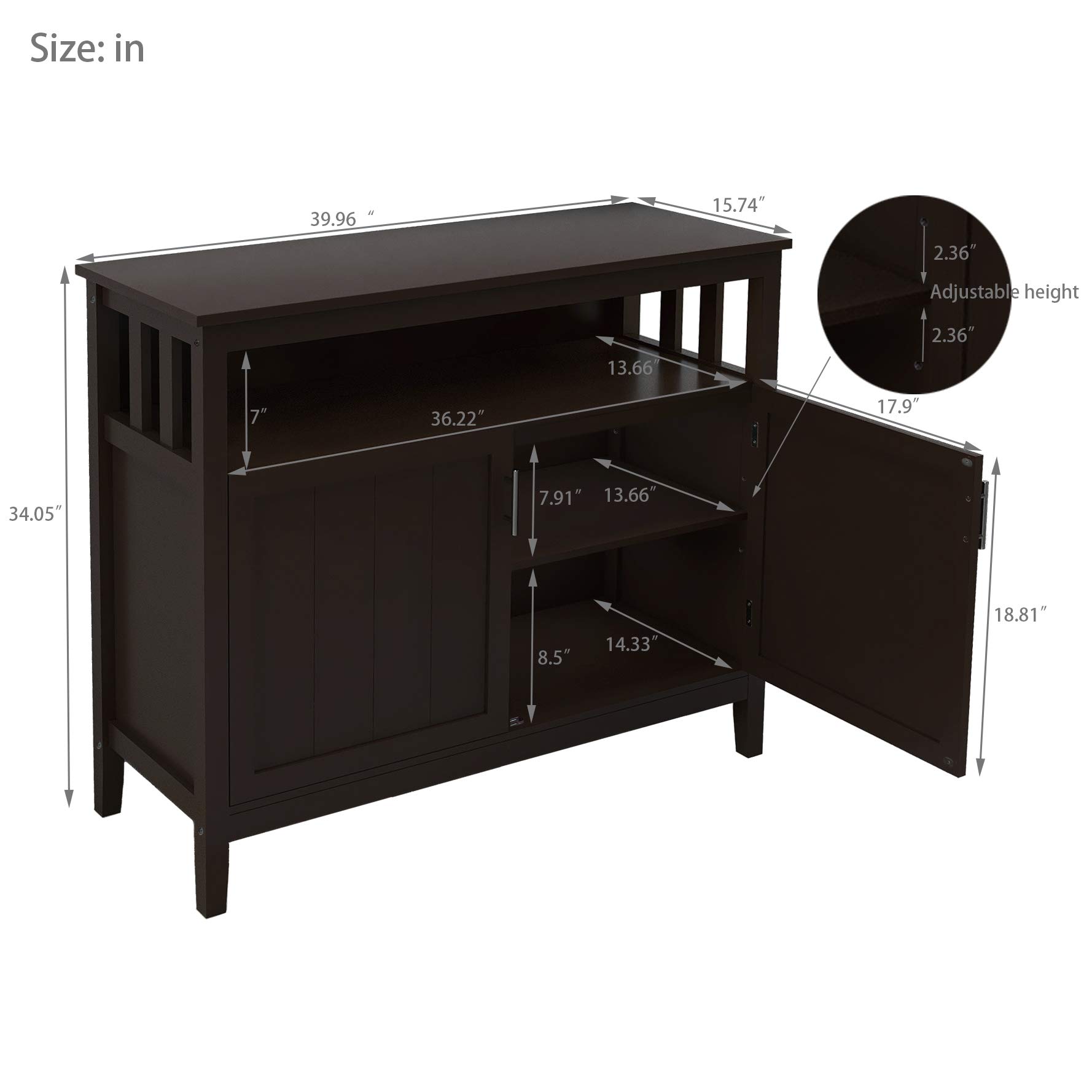 Modern Buffet Cabinet with Doors & Shelves - Stylish Sideboard Storage for Kitchen, Dining Room, Living Room, Entryway | Perfect for Organizing Dishes, Linens & Home Decor | Ideal for Entertaining Guests & Displaying Fine China (Brown)