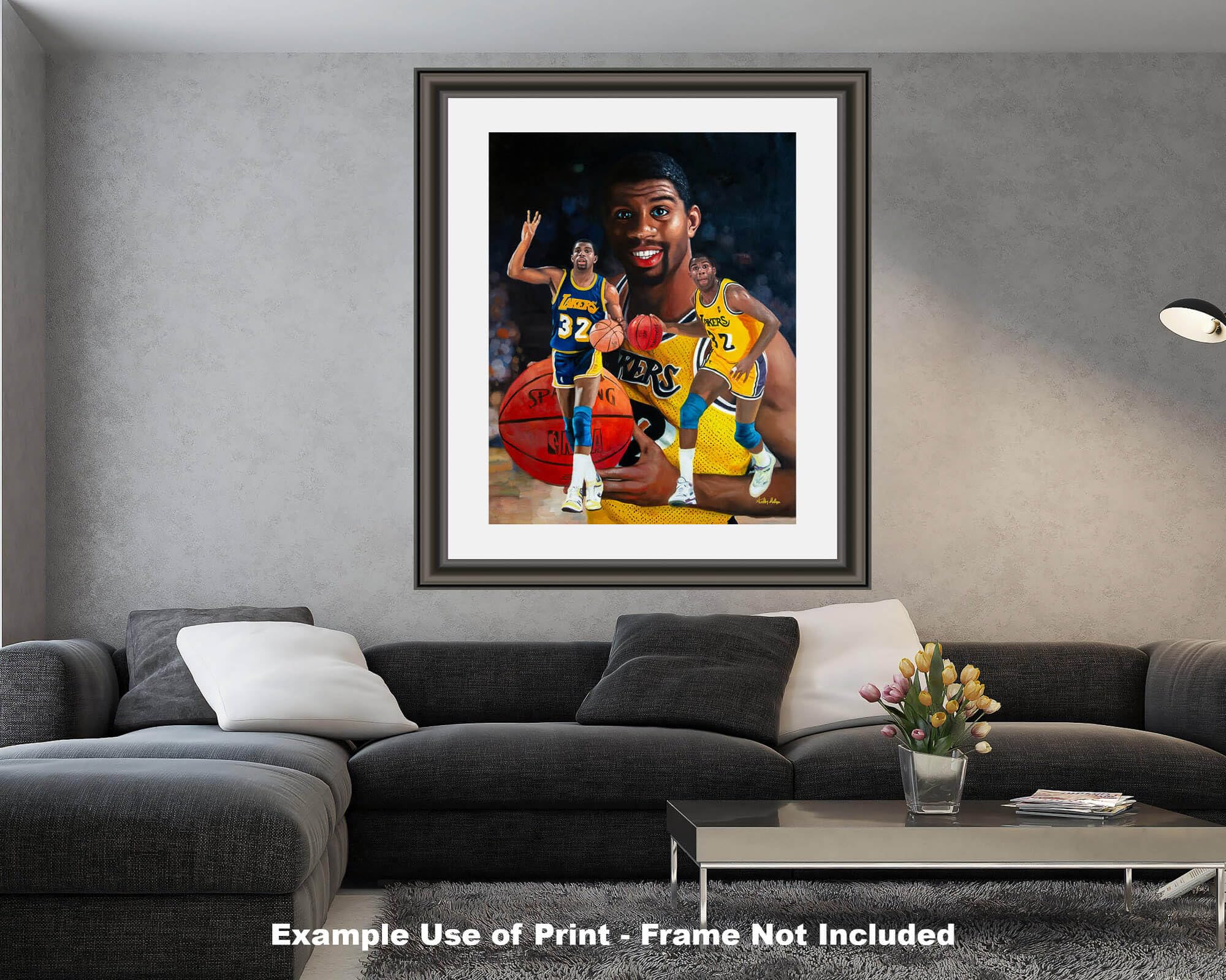 Magic Johnson LA Lakers NBA Basketball Art Print - 31x40 Polyester Canvas Wall Decor for Sports Fans & Man Cave