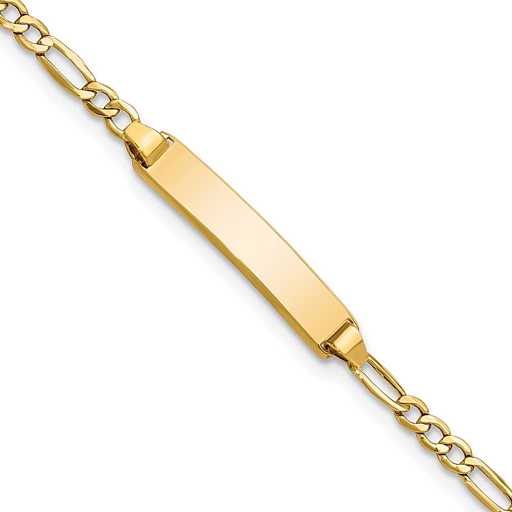 14K Yellow Gold Figaro ID Bracelet for Women - Elegant Fine Jewelry Gift for Her - Perfect for Anniversaries, Birthdays & Special Occasions