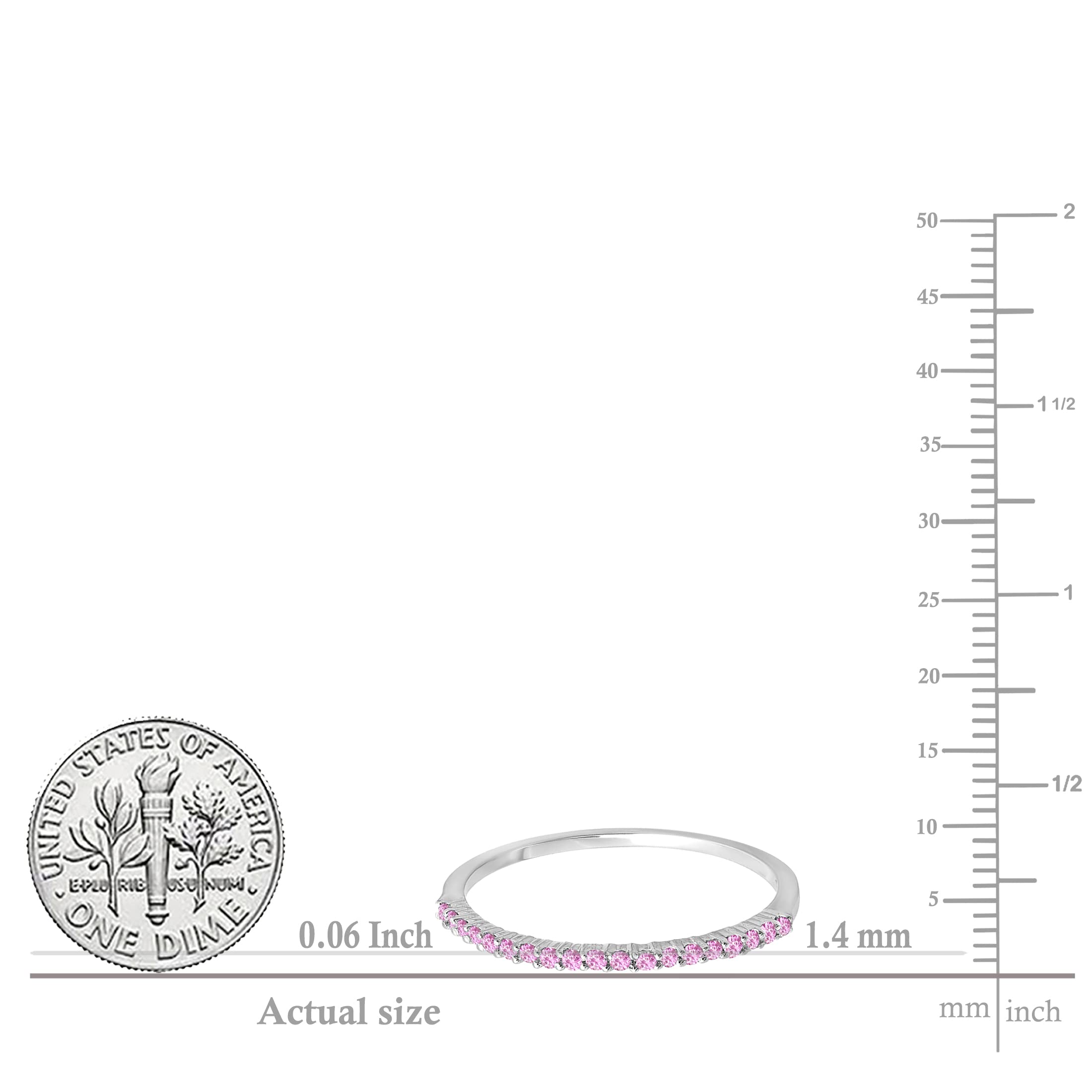 Dazzlingrock 14K Solid Gold Round Pink Sapphire Stackable Wedding Band for Women - 0.1ct Pink Gemstone, Highly Included Clarity - Perfect for Engagement Rings, Anniversary Gifts & Everyday Jewelry