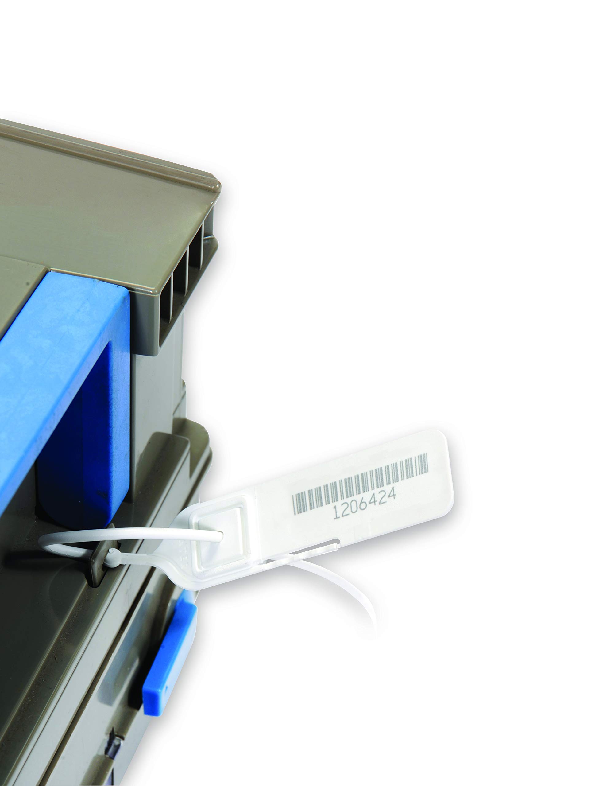 J-Lok 8in (200mm) Pull-Tight Tamper-Evident Security Seal - White - 250 Pack - Barcode & Number Laser-Etched - Ideal for ATM Cash Cassettes, Fire Extinguisher Security, Pharmacy Totes & Cash Box Protection - Perfect for Banking, Retail & Industrial Safety Applications