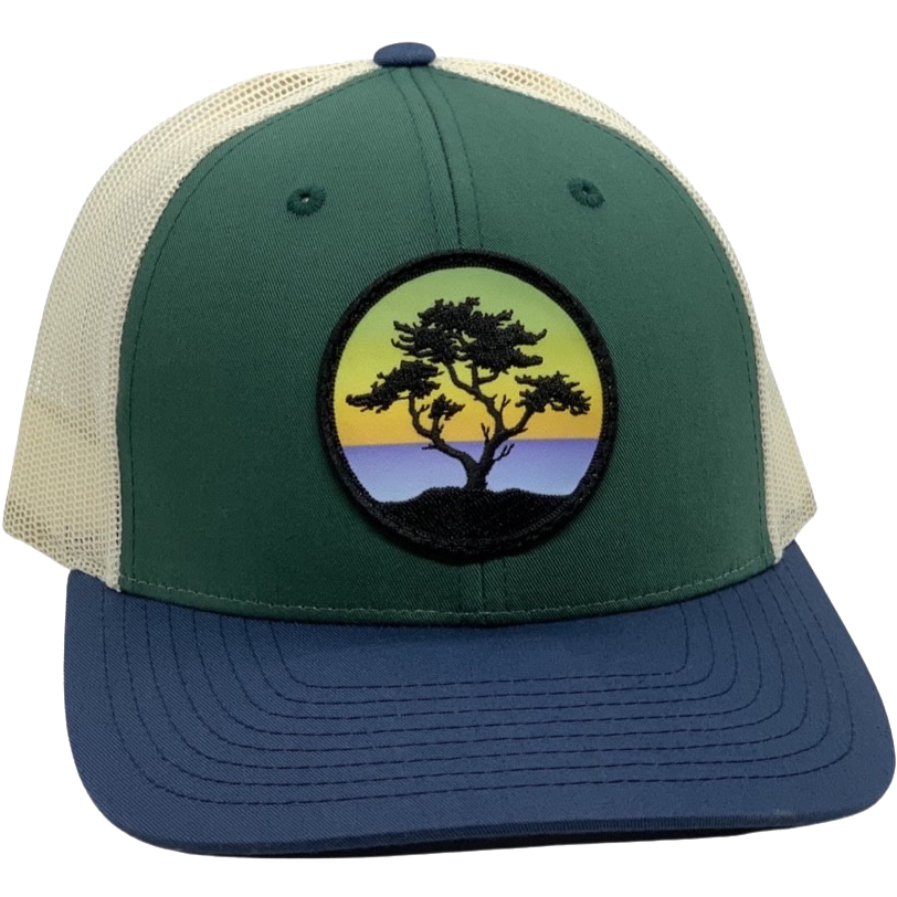 Stylish Curved Brim Trucker Hat with Cypress Patch - Perfect for Outdoor Adventures, Hiking & Casual Wear