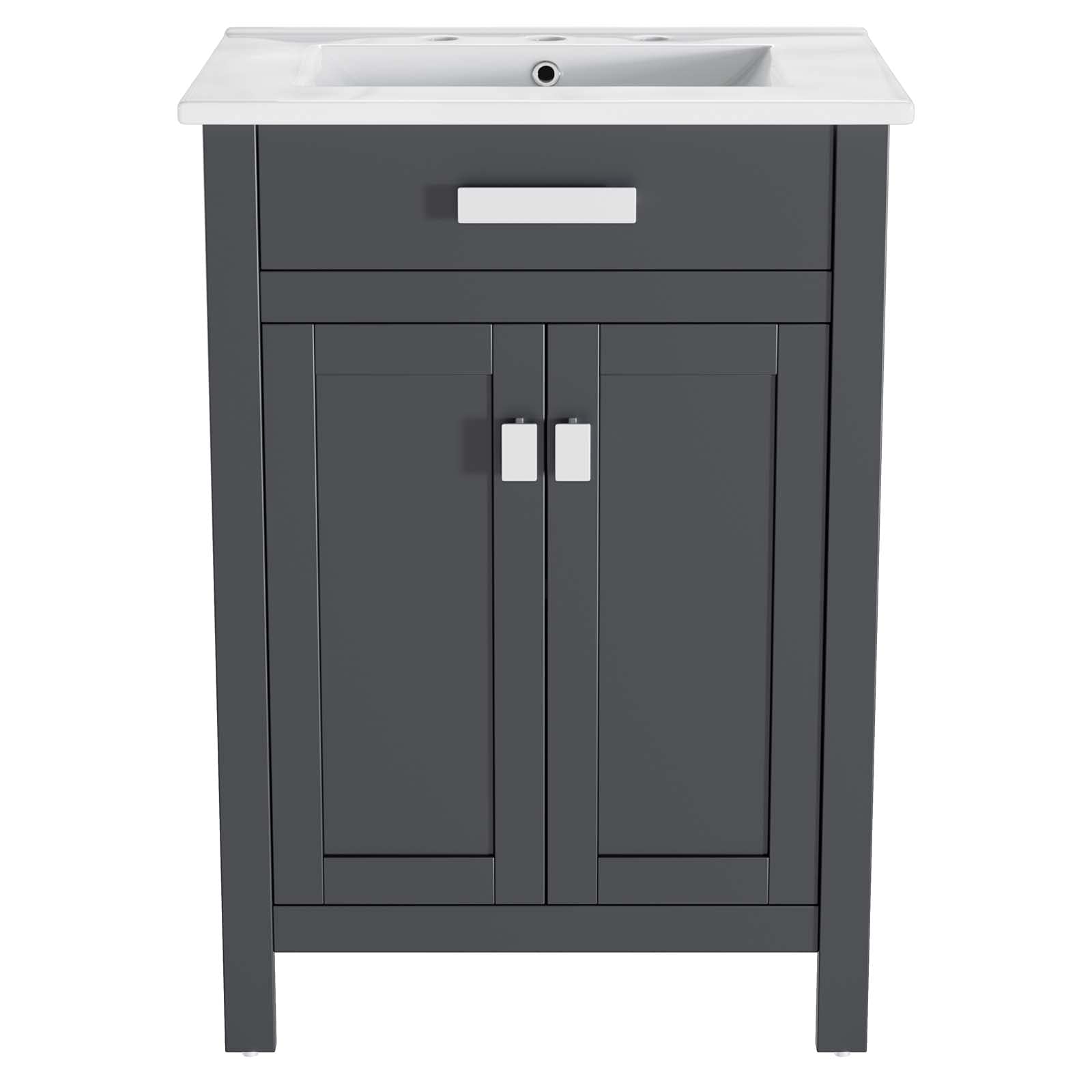 Modern Wood Sink Vanity Cabinet in Grey, White - Contemporary Bathroom Storage for Hotel, Bedroom & Master Suite - Perfect for Small Spaces & Luxurious Bathroom Upgrades