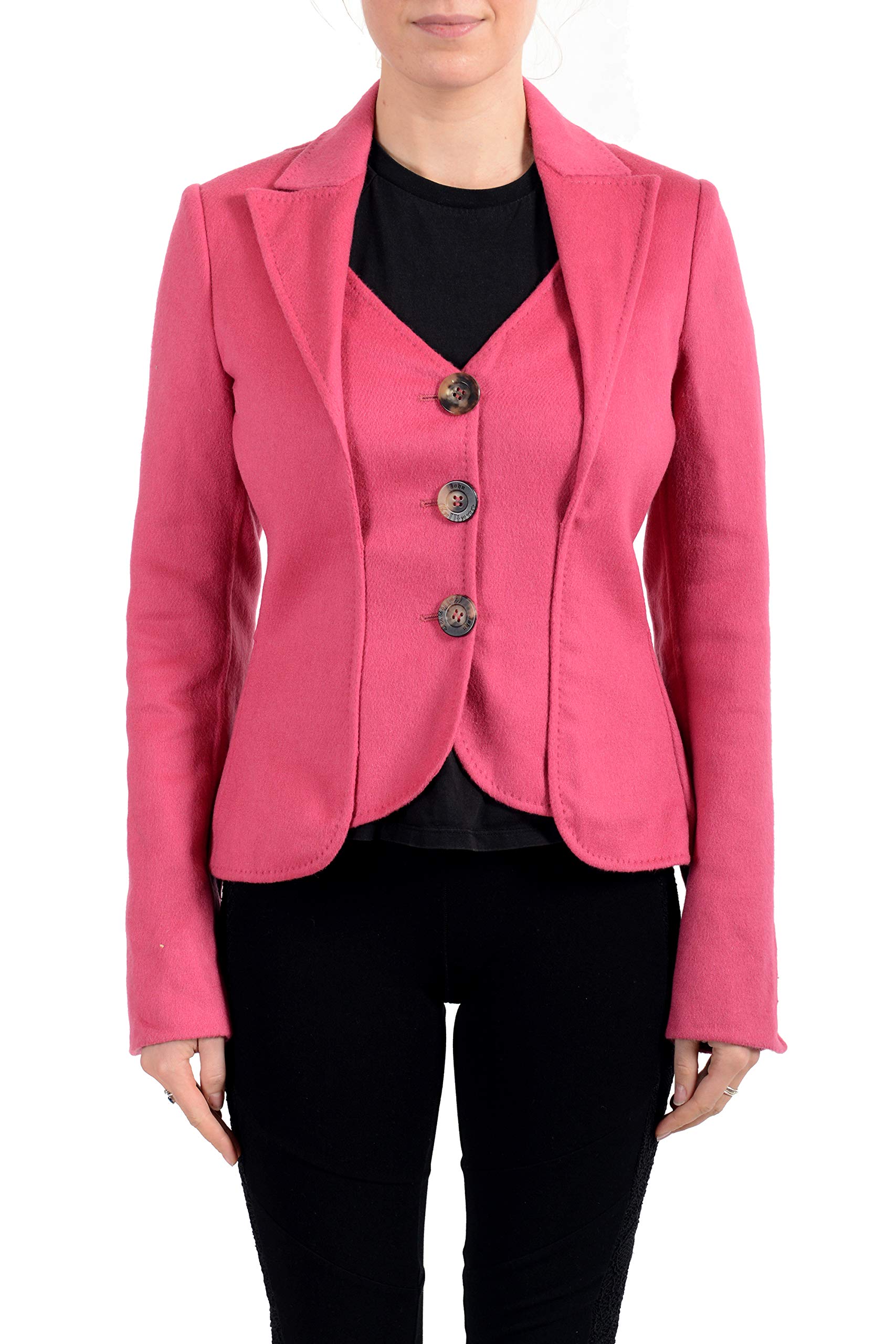 John Galliano Women's Pink Wool Cashmere Button Down Jacket | Size US M IT 42 | Winter Fashion Outerwear for Office & Casual Wear