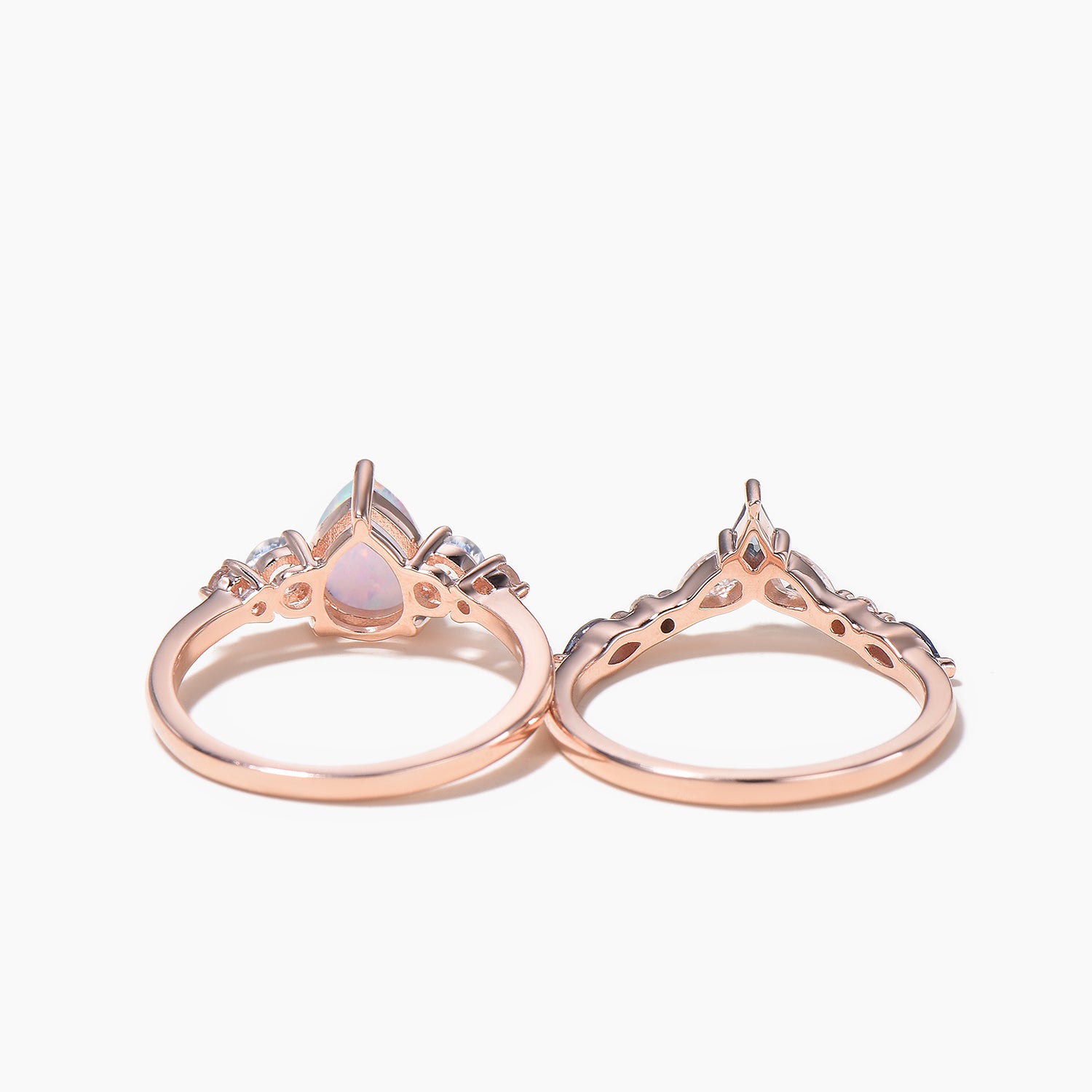 1.25ct Pear Cut White Opal Wedding Ring - Moonstone & Alexandrite Stackable Bridal Ring for Engagement, Anniversary & Stacking Jewelry