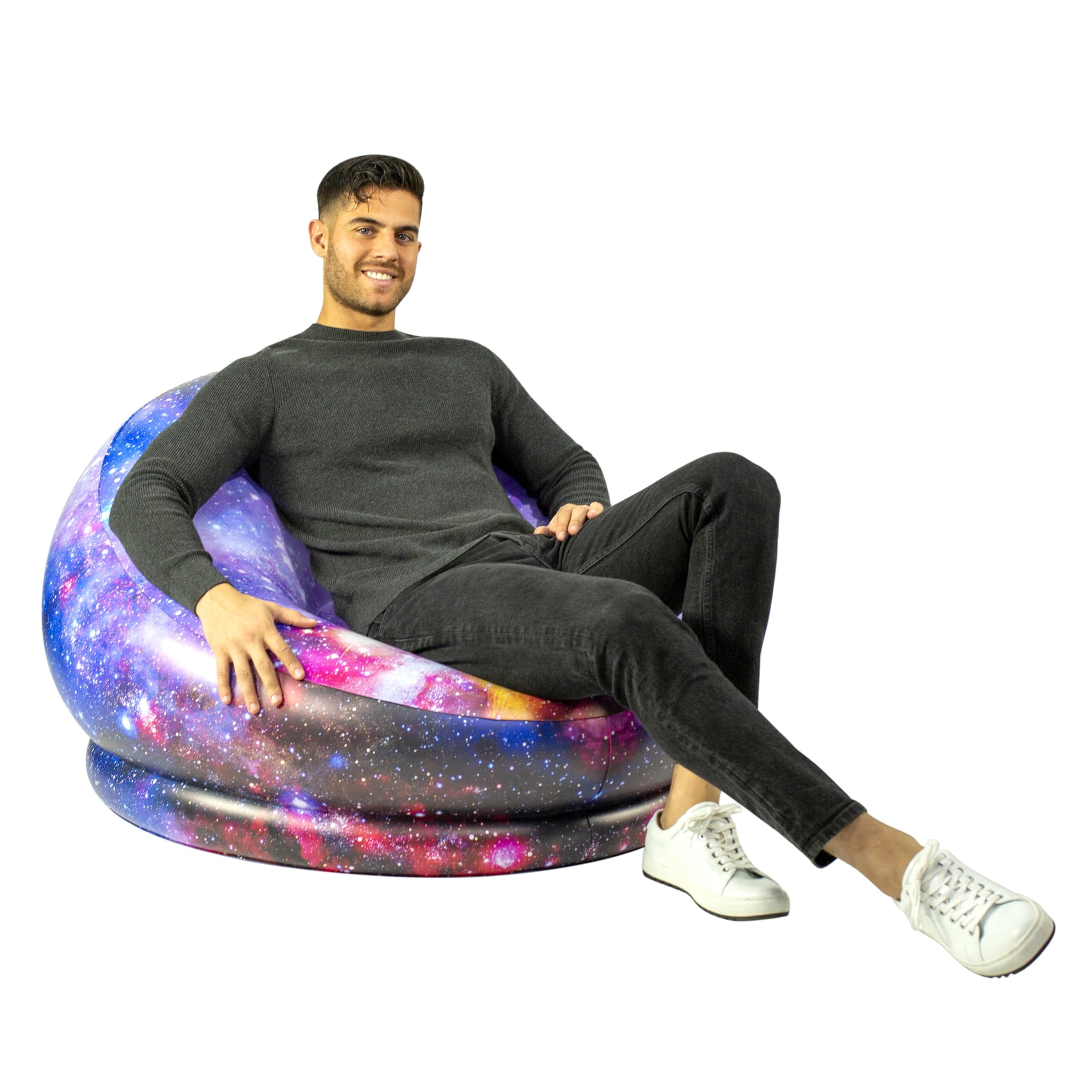 Inflatable LED Light Up Chair - Air Candy Galaxy Hubble Telescope Illuminated Gaming Chair for Adults & Teens - Perfect for Bedroom Decor, Gaming Setup, Outdoor Parties & Relaxation