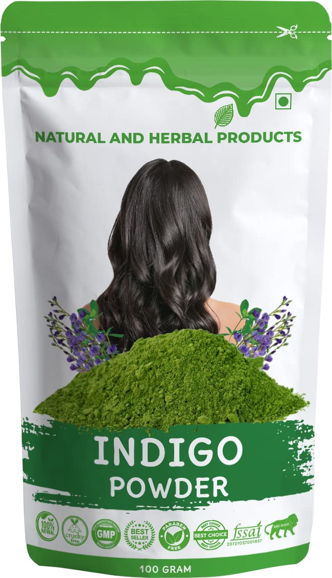 Natural Indigo Powder for Hair (Indigofera Tinctoria) - 100g | Organic Black Hair Dye & Hair Growth Treatment | Reduces Hair Fall, Conditions & Strengthens Hair | Perfect for DIY Hair Care & Natural Coloring at Home