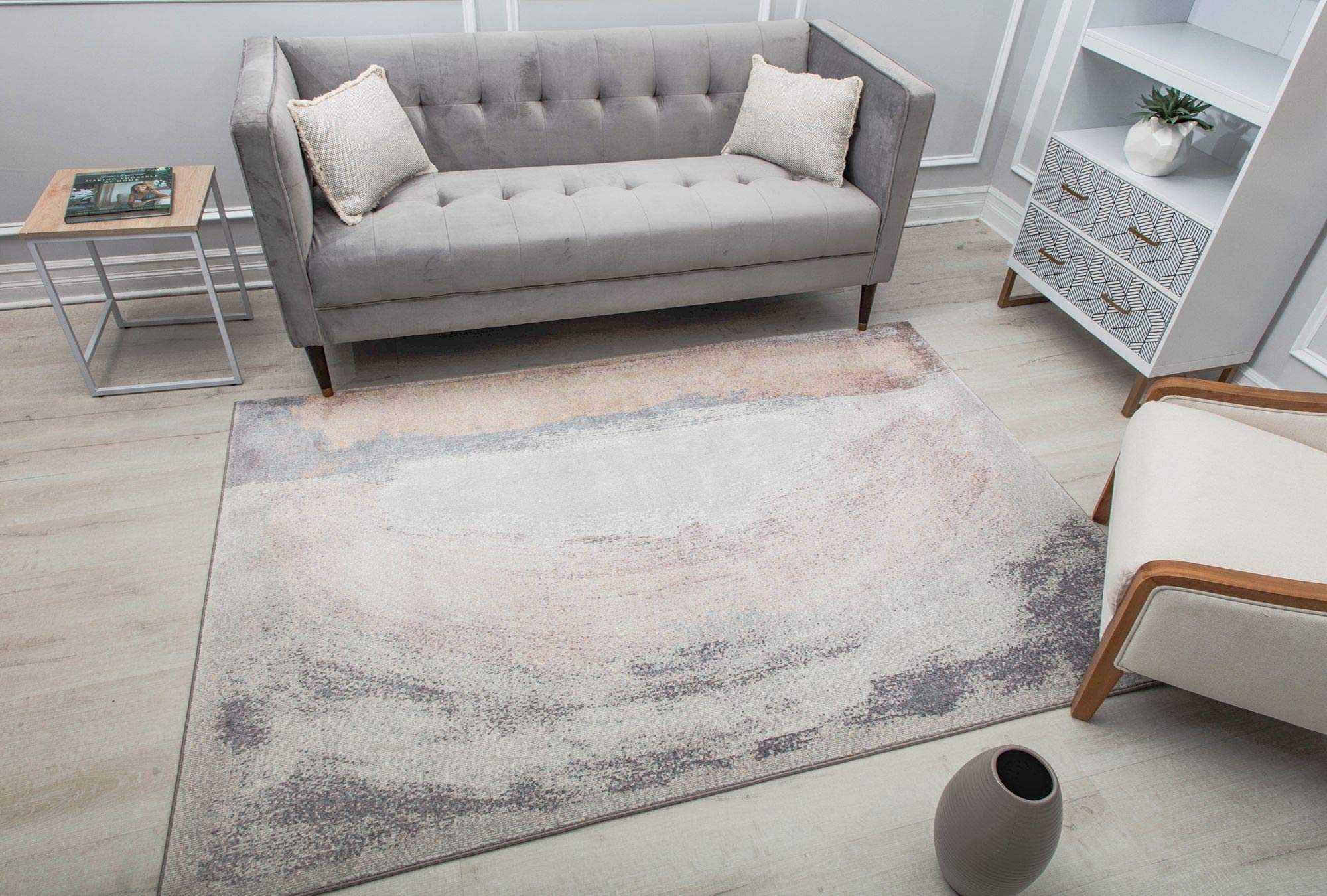 CosmoLiving by Cosmopolitan Melyna MA20A Modern Abstract Brush Stroke Area Rug 8x10 Feet - Contemporary Home Decor for Living Room, Bedroom & Office